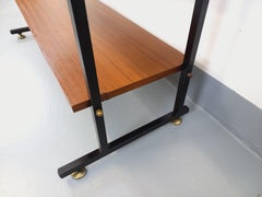 Étagère sur pieds vintage en teck et métal noir style String Tomado années 60