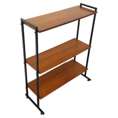 Étagère sur pieds vintage en teck et métal noir style String Tomado années 60