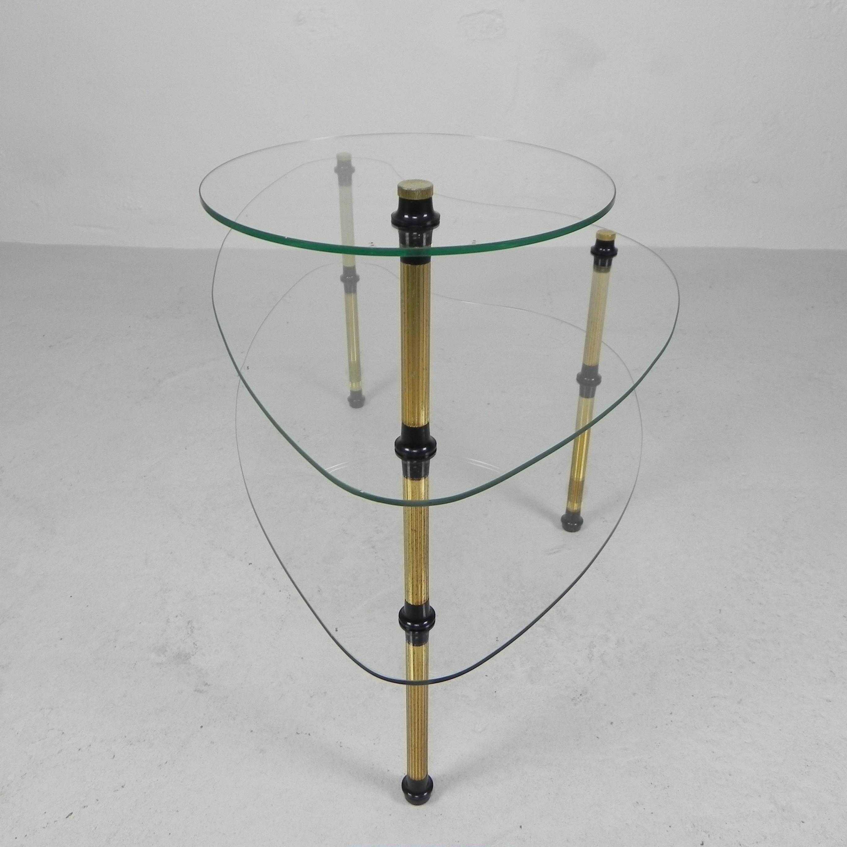 Etagere with 3 glass plates, kidney shape, 1950s For Sale 3