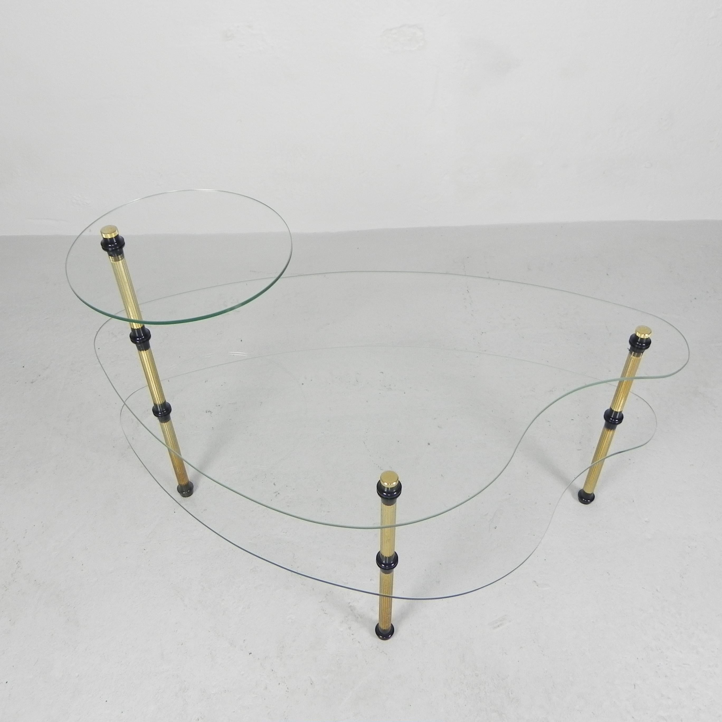 Mid-Century Modern Etagere with 3 glass plates, kidney shape, 1950s For Sale