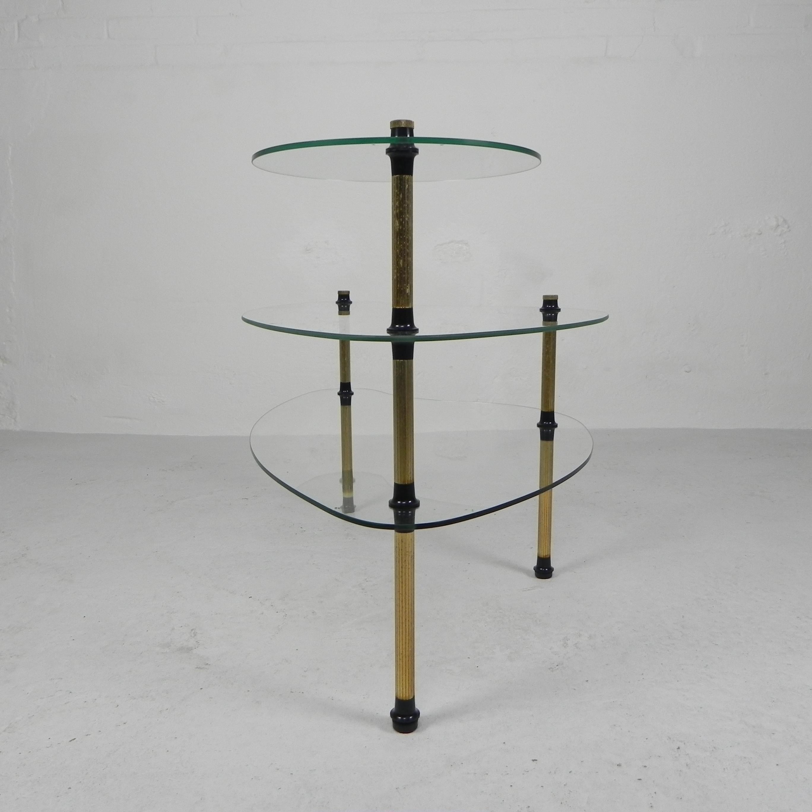 Etagere with 3 glass plates, kidney shape, 1950s For Sale 2