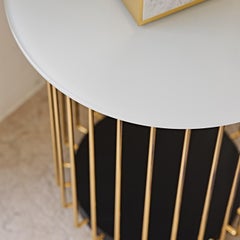 Etan White Glass & Golden Metal Side Table