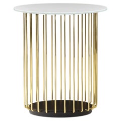 Etan White Glass & Golden Metal Side Table