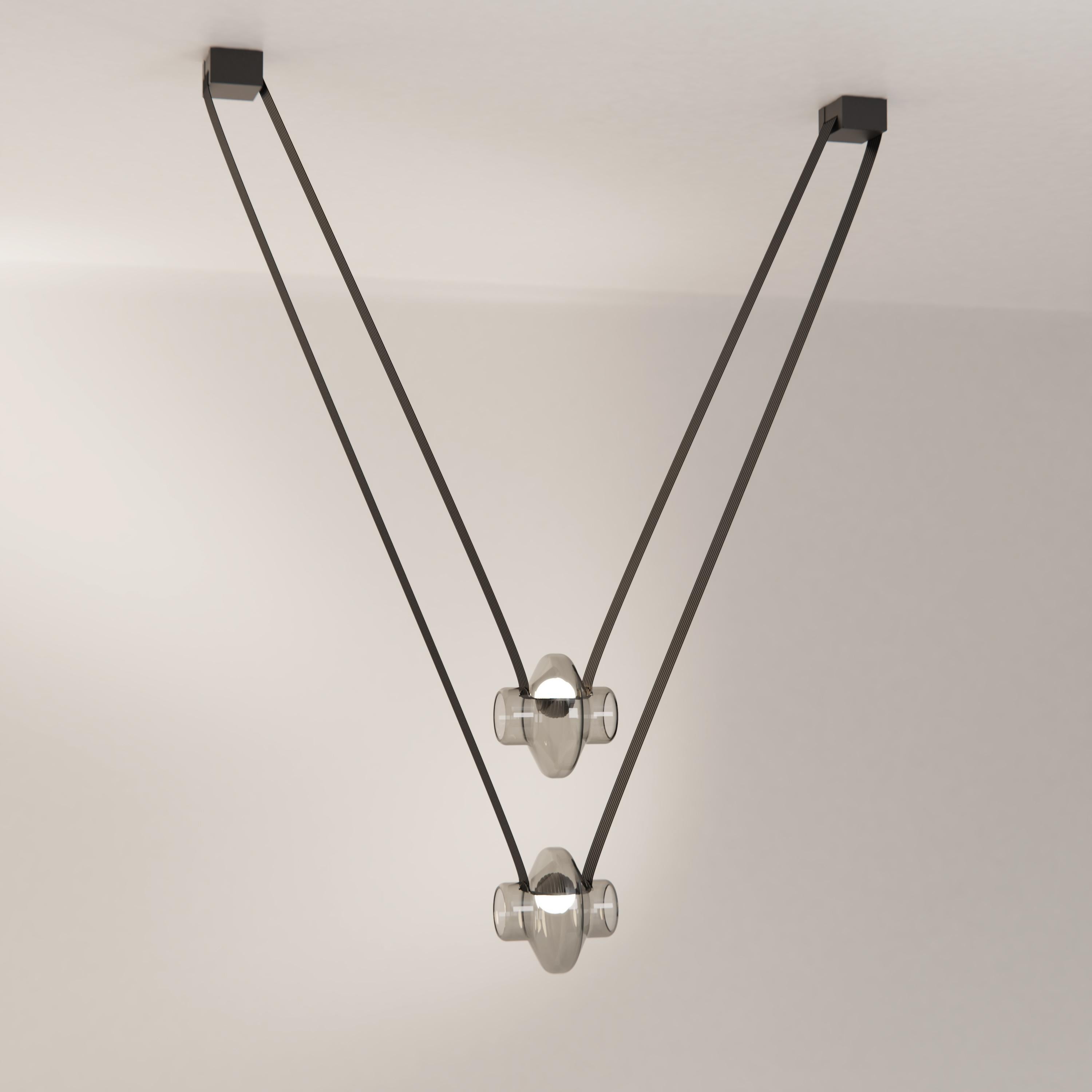 Canadian Etat-des-Lieux Amber Glass 2A Pendant, Contemporary Adaptive Lighting System For Sale