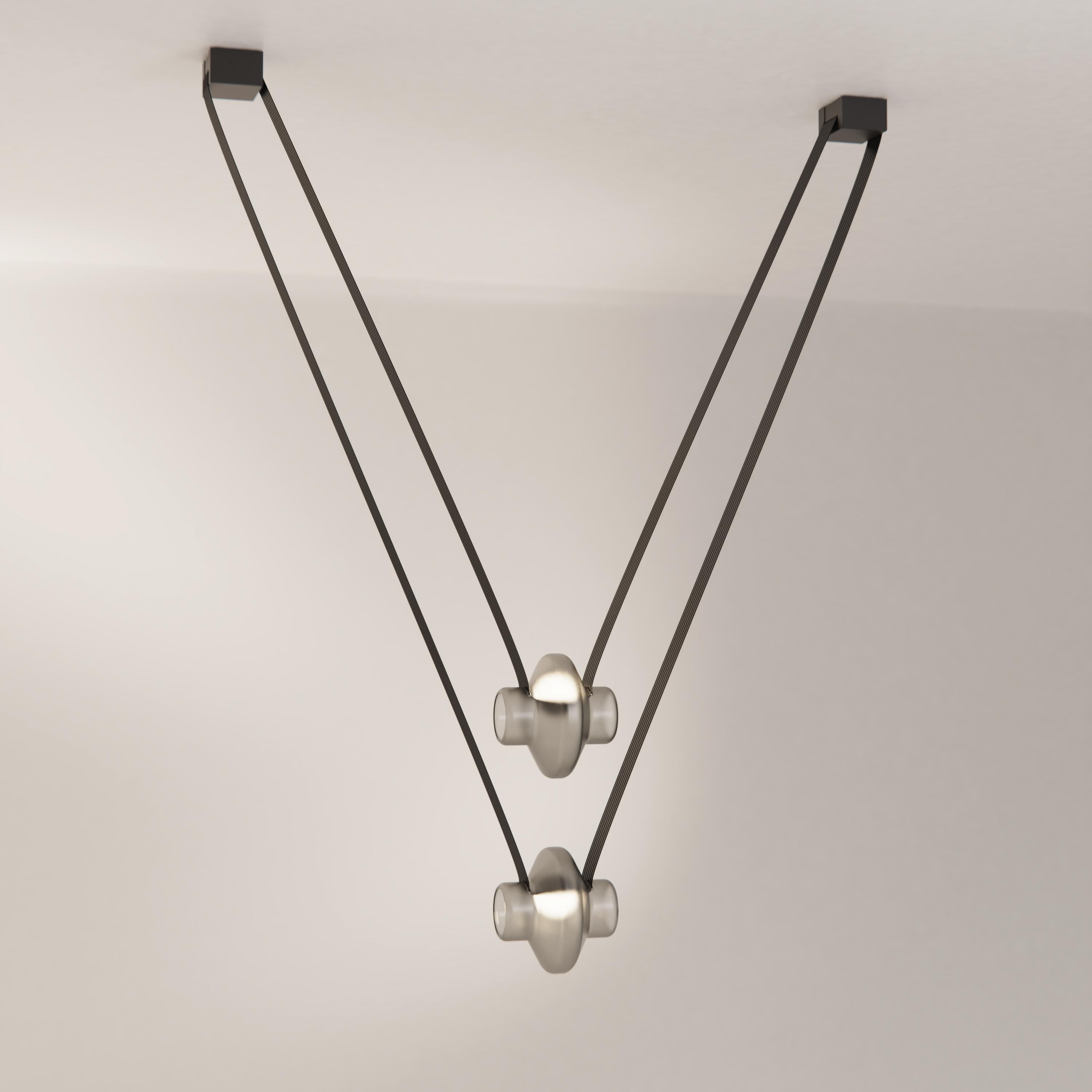 Molded Etat-des-Lieux Amber Glass 2A Pendant, Contemporary Adaptive Lighting System For Sale
