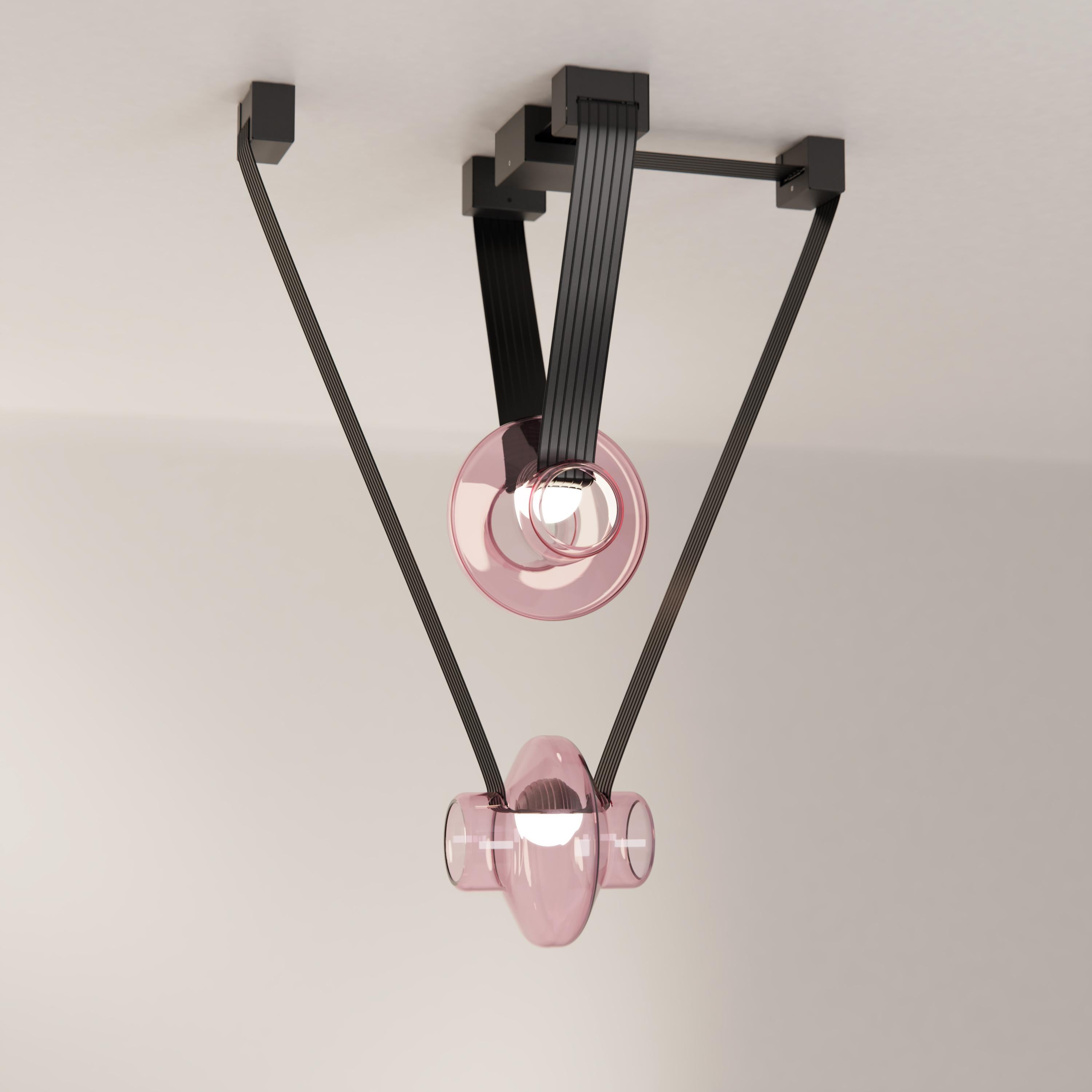 Etat-des-Lieux Amber Glass 2C Pendant, Contemporary Adaptive Lighting System In New Condition For Sale In Morin-Heights, CA