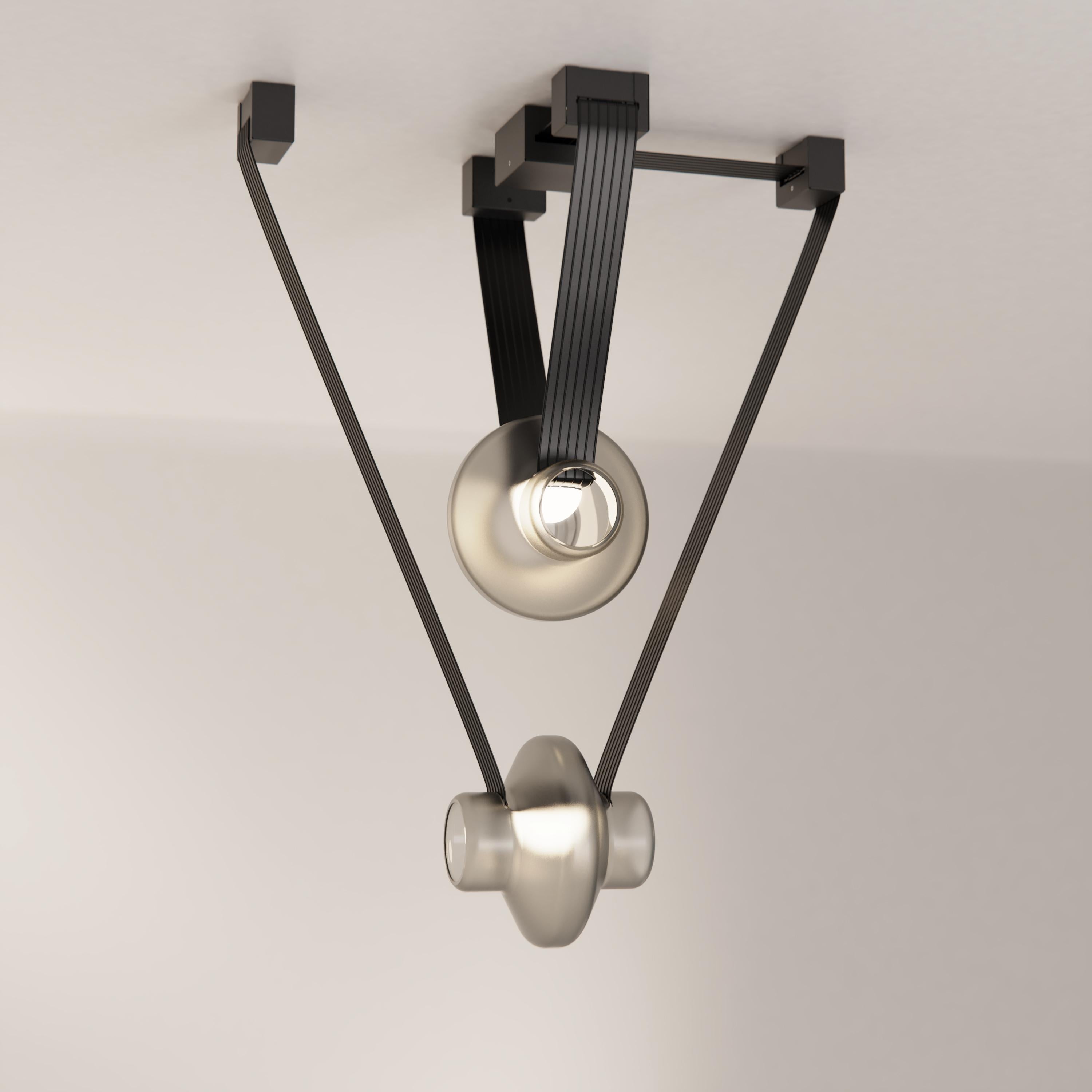 Blown Glass Etat-des-Lieux Amber Glass 2C Pendant, Contemporary Adaptive Lighting System For Sale