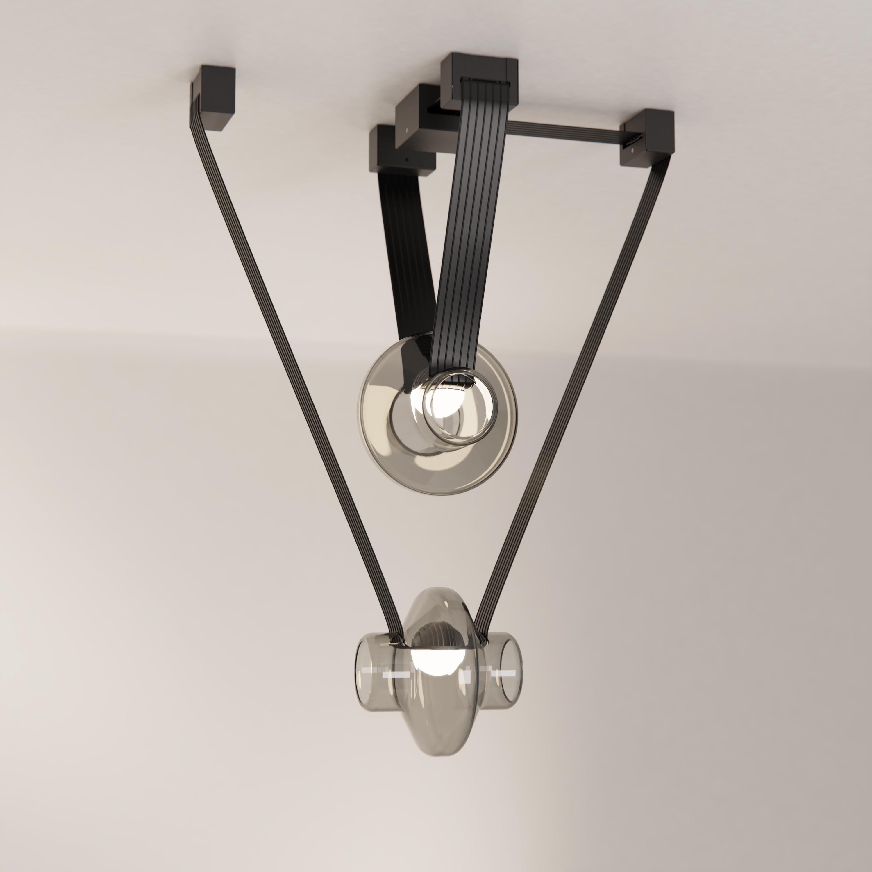 Etat-des-Lieux Amber Glass 2C Pendant, Contemporary Adaptive Lighting System For Sale 1