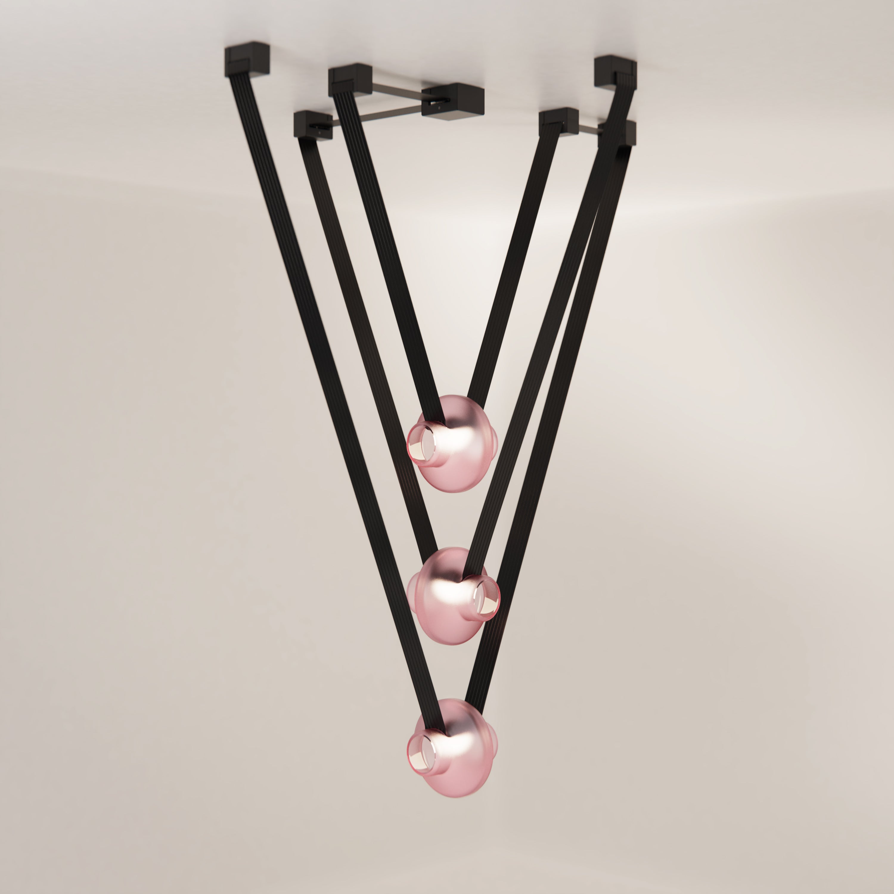 Canadian Etat-des-Lieux Amber Glass 3A Pendant, Contemporary Adaptive Lighting System For Sale