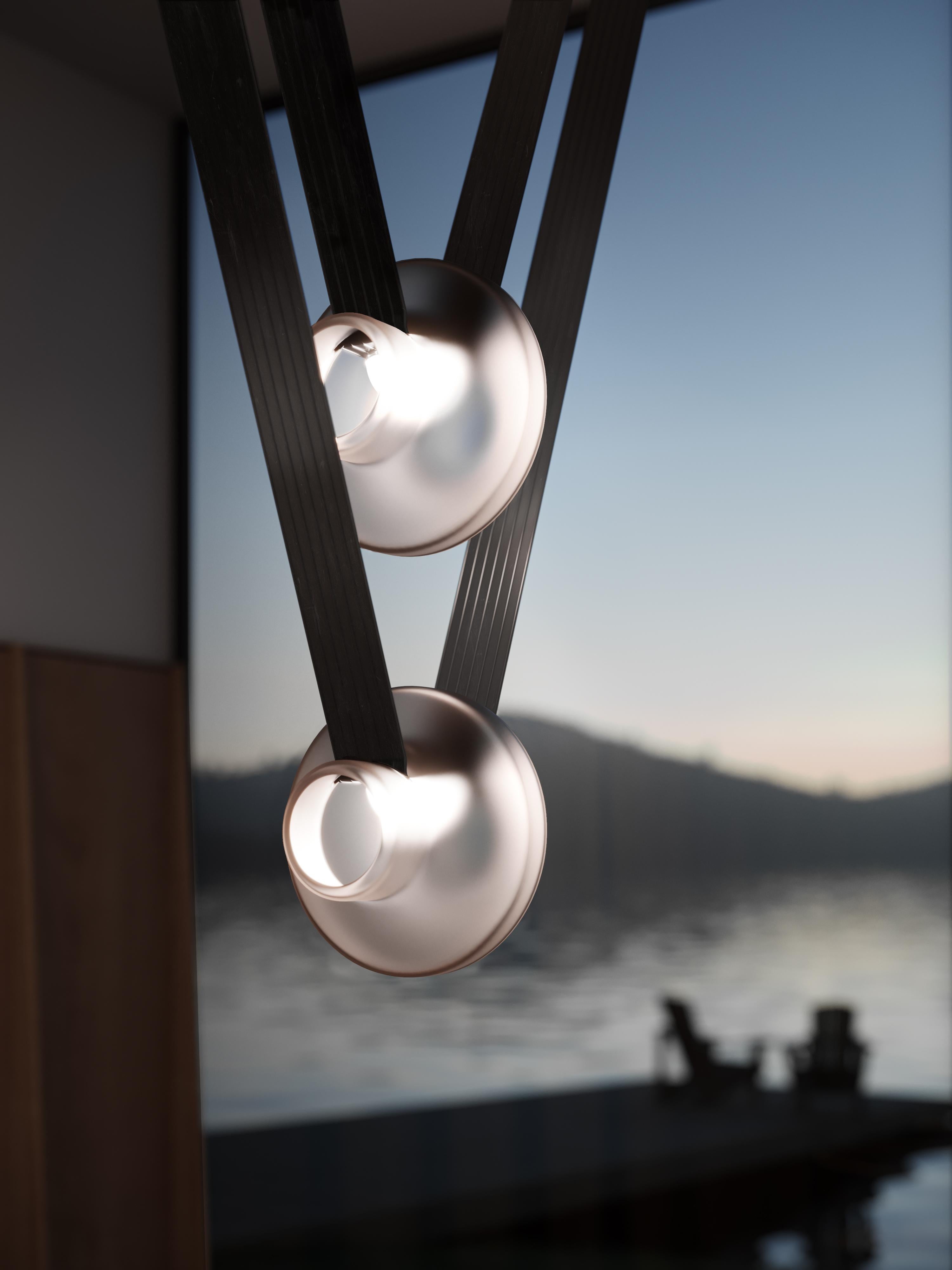 Etat-des-Lieux Grey Glass 1A Pendant, Contemporary Adaptive Lighting System For Sale 4