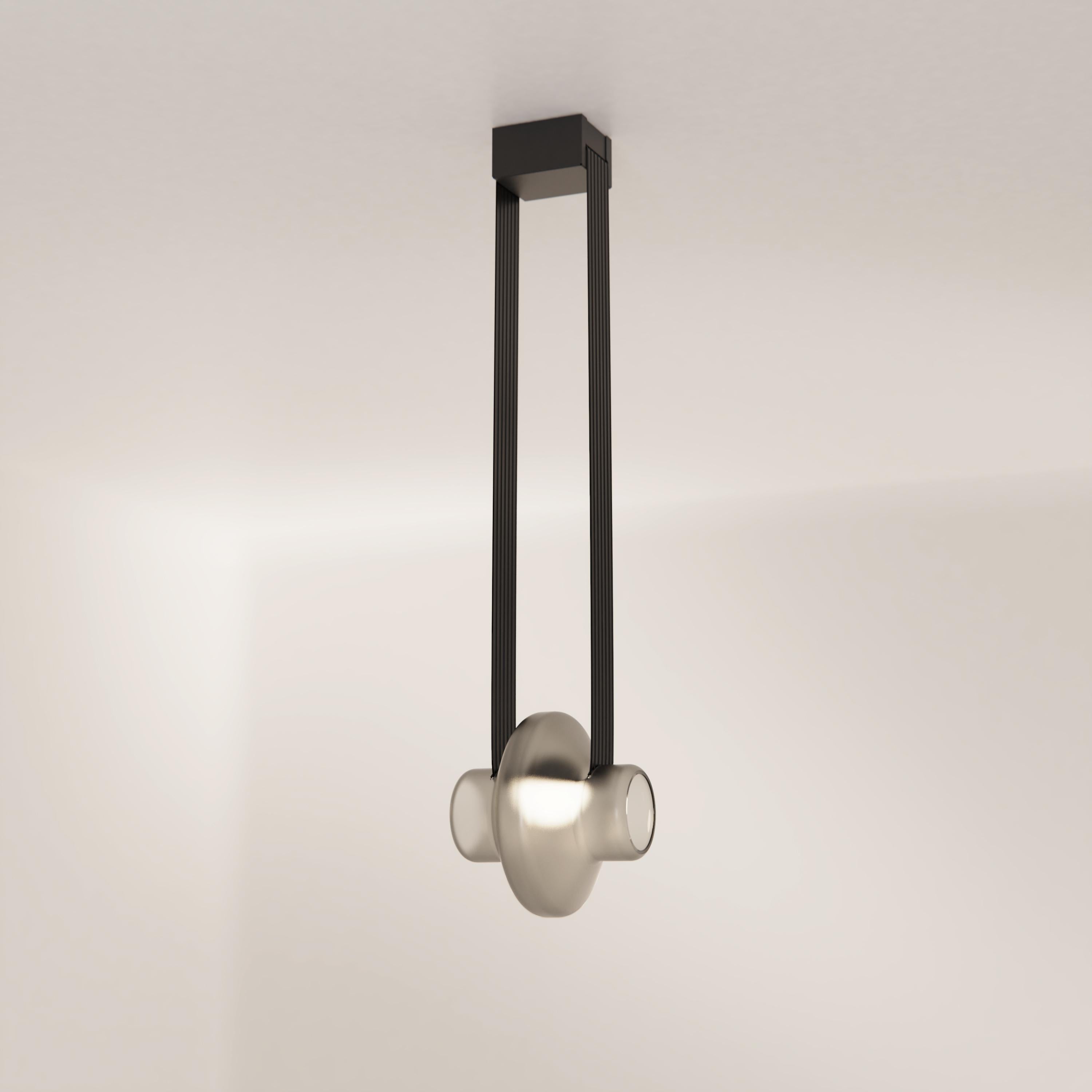 Canadian Etat-des-Lieux Grey Glass 1A Pendant, Contemporary Adaptive Lighting System For Sale