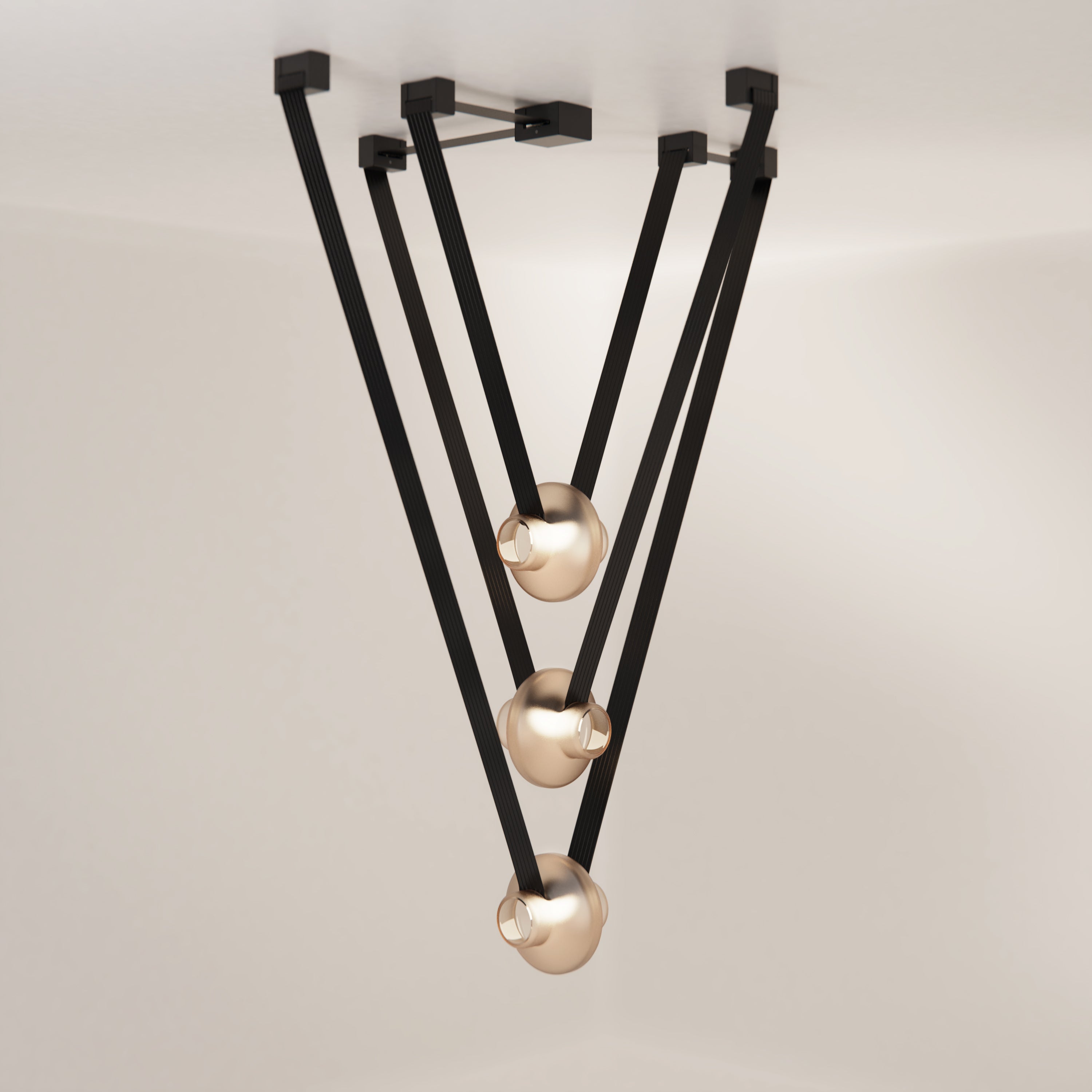 Canadian Etat-des-Lieux Grey Glass 3A Pendant, Contemporary Adaptive Lighting System For Sale