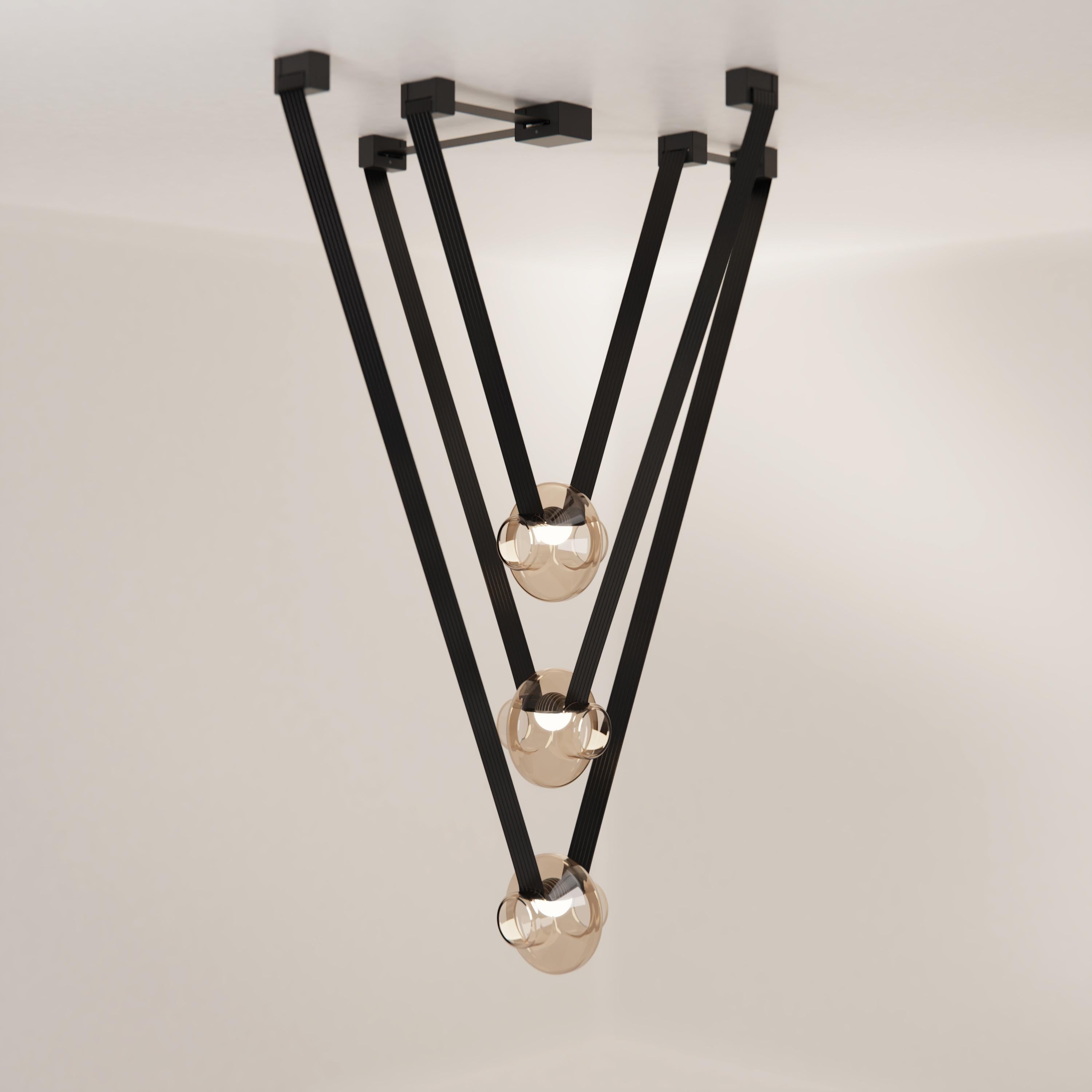 Molded Etat-des-Lieux Grey Glass 3A Pendant, Contemporary Adaptive Lighting System For Sale