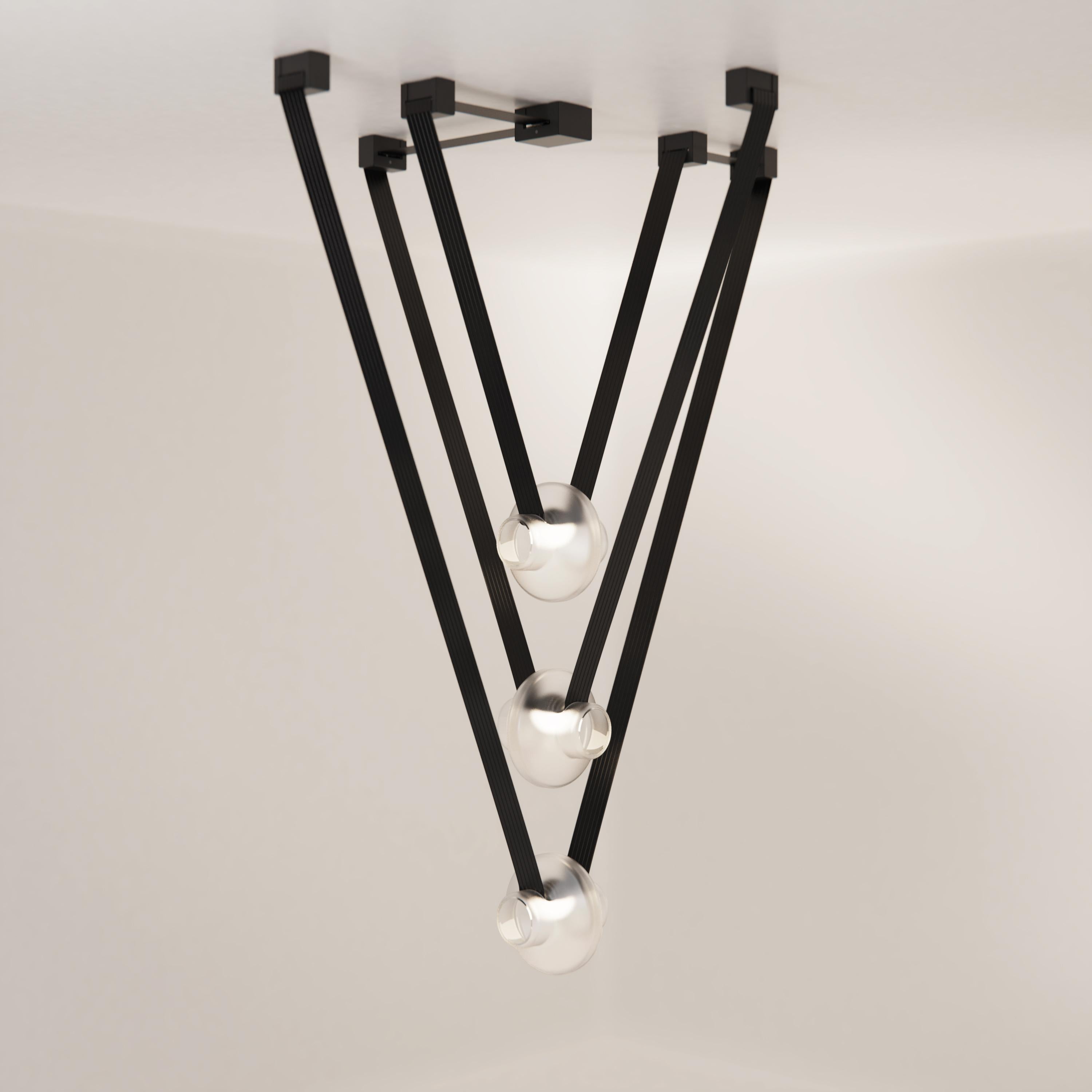 Etat-des-Lieux Grey Glass 3A Pendant, Contemporary Adaptive Lighting System For Sale 1