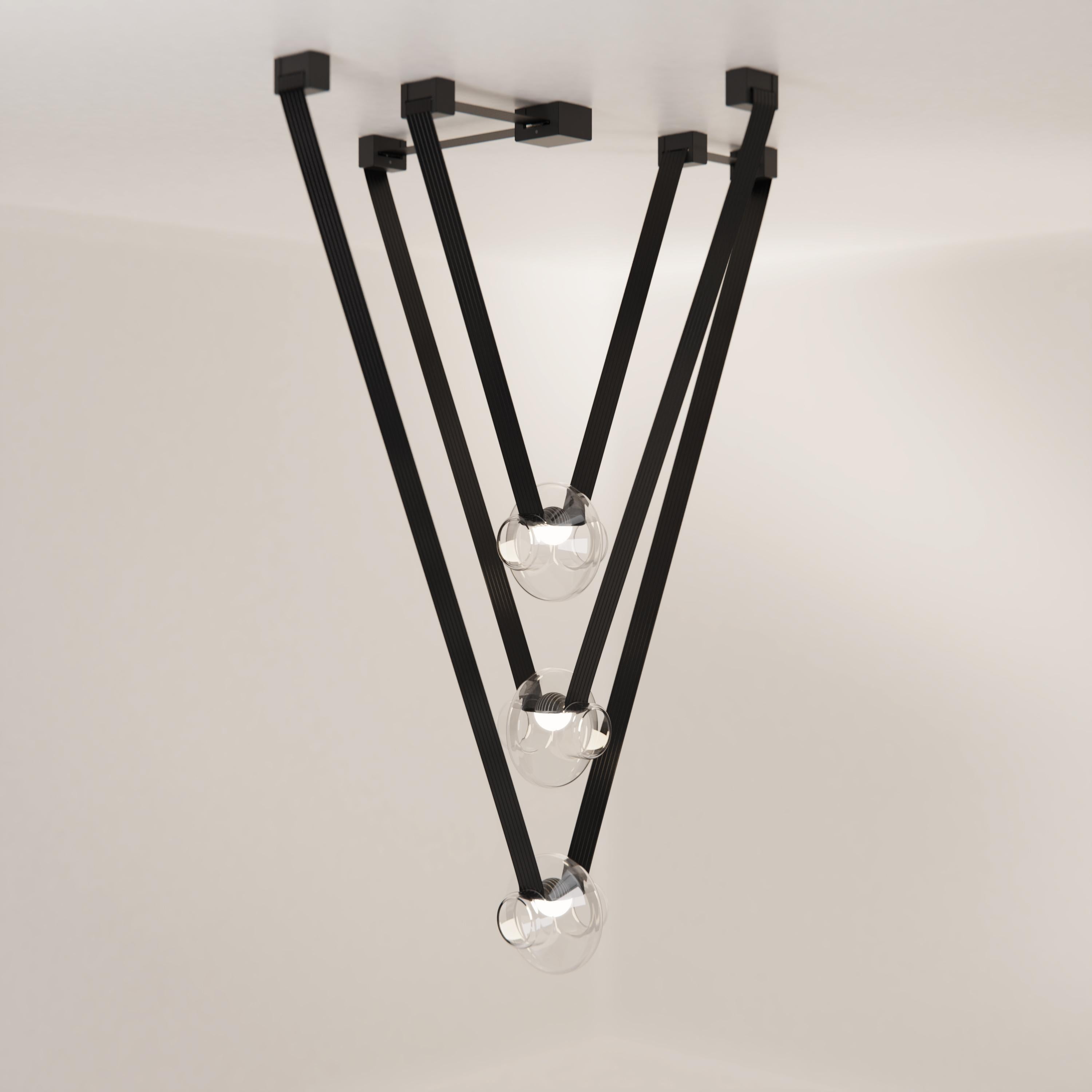 Etat-des-Lieux Grey Glass 3A Pendant, Contemporary Adaptive Lighting System For Sale 2