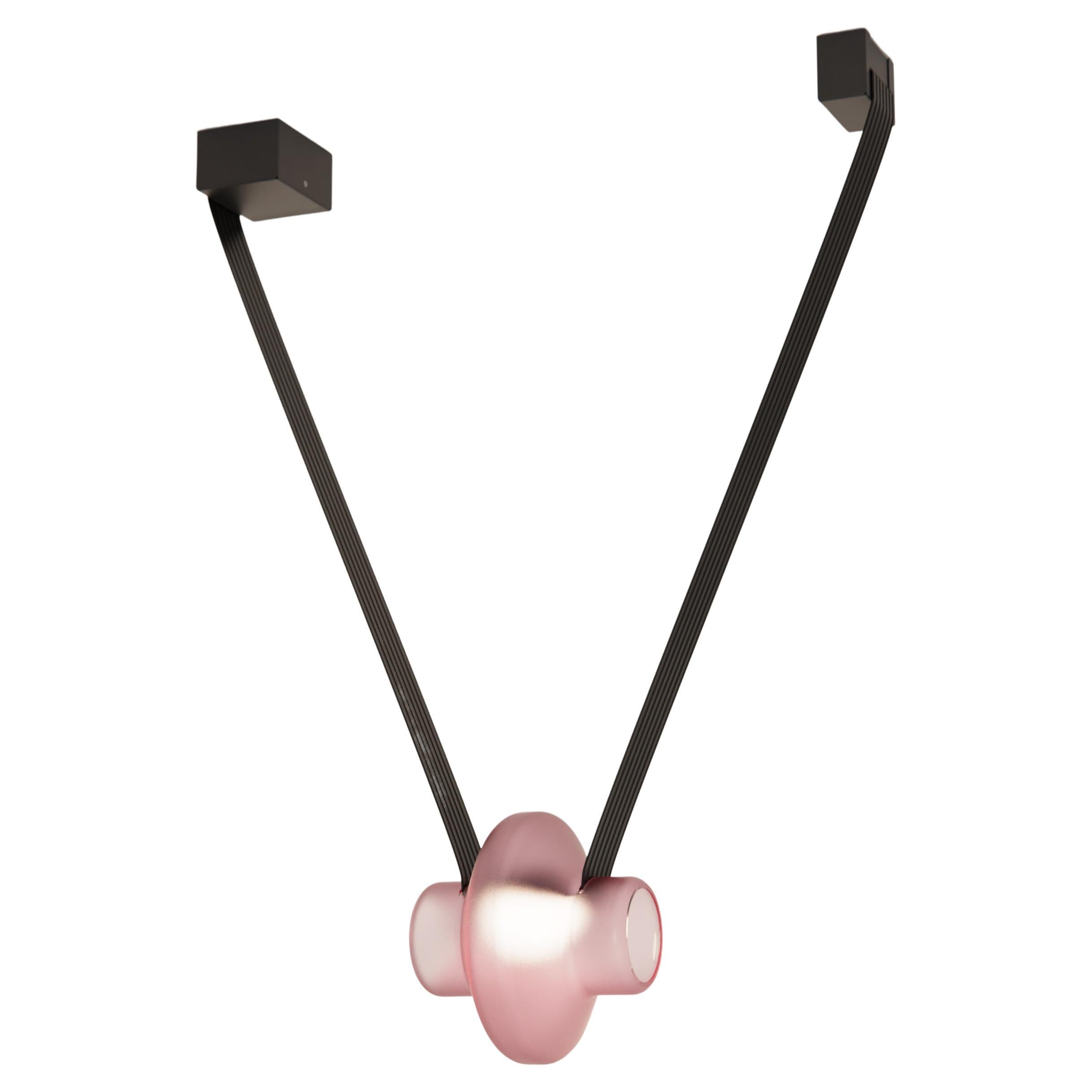 Etat-des-Lieux Pink Glass 1B Pendant, Contemporary Adaptive Lighting System For Sale