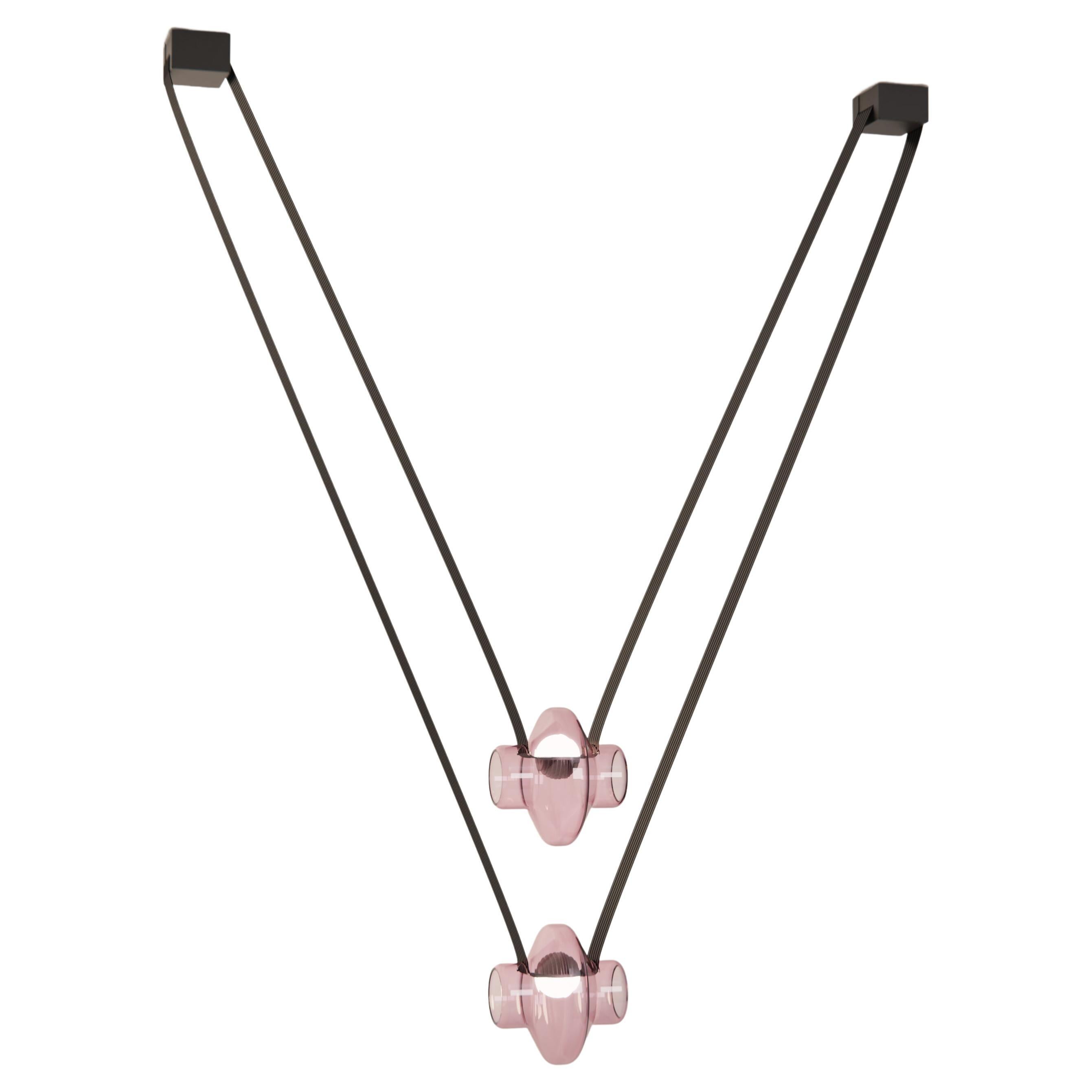 Etat-des-Lieux Pink Glass 2A Pendant, Contemporary Adaptive Lighting System For Sale