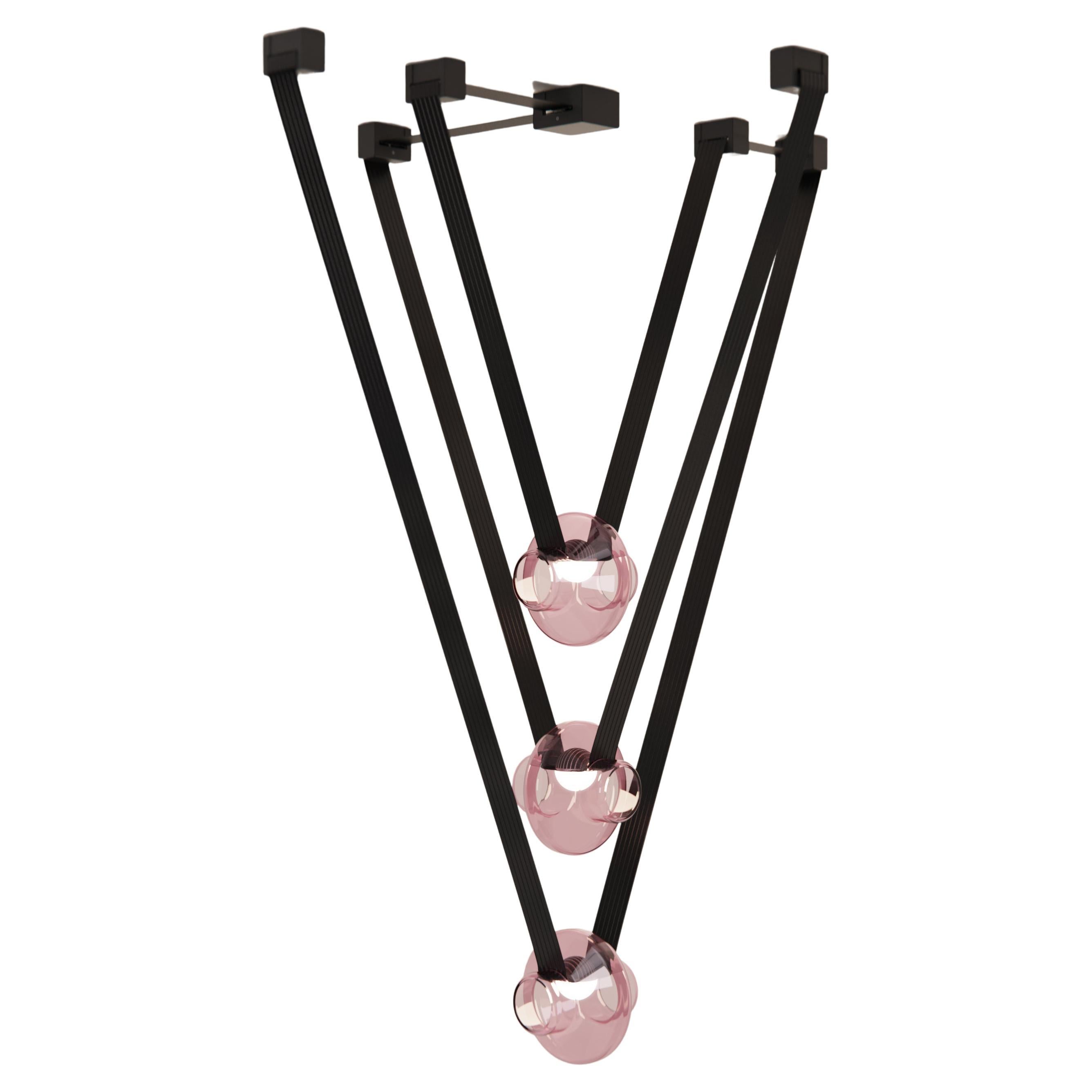 Etat-des-Lieux Pink Glass 3A Pendant, Contemporary Adaptive Lighting System For Sale