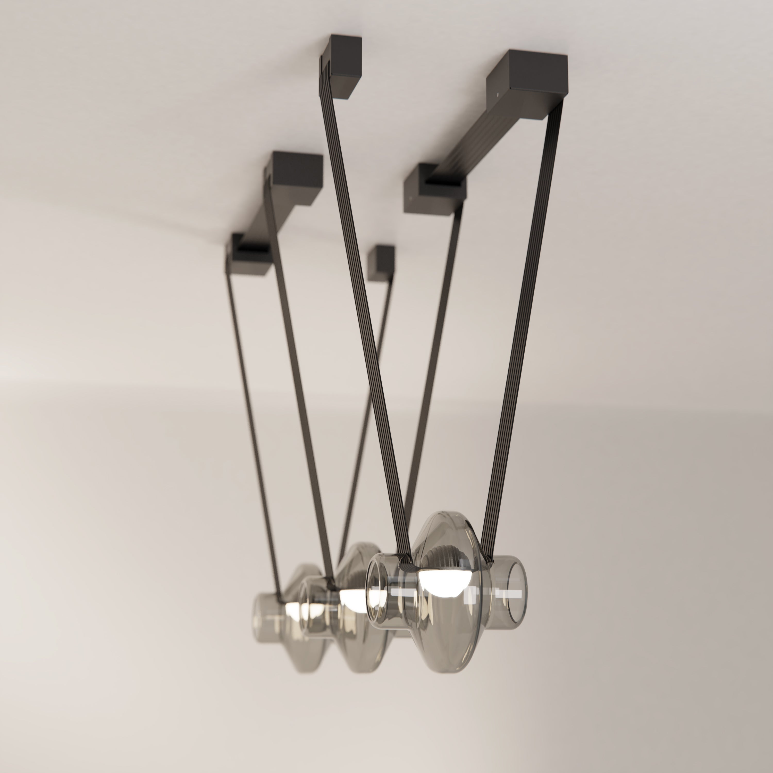 Canadian Etat-des-Lieux Pink Glass 3B Pendant, Contemporary Adaptive Lighting System For Sale