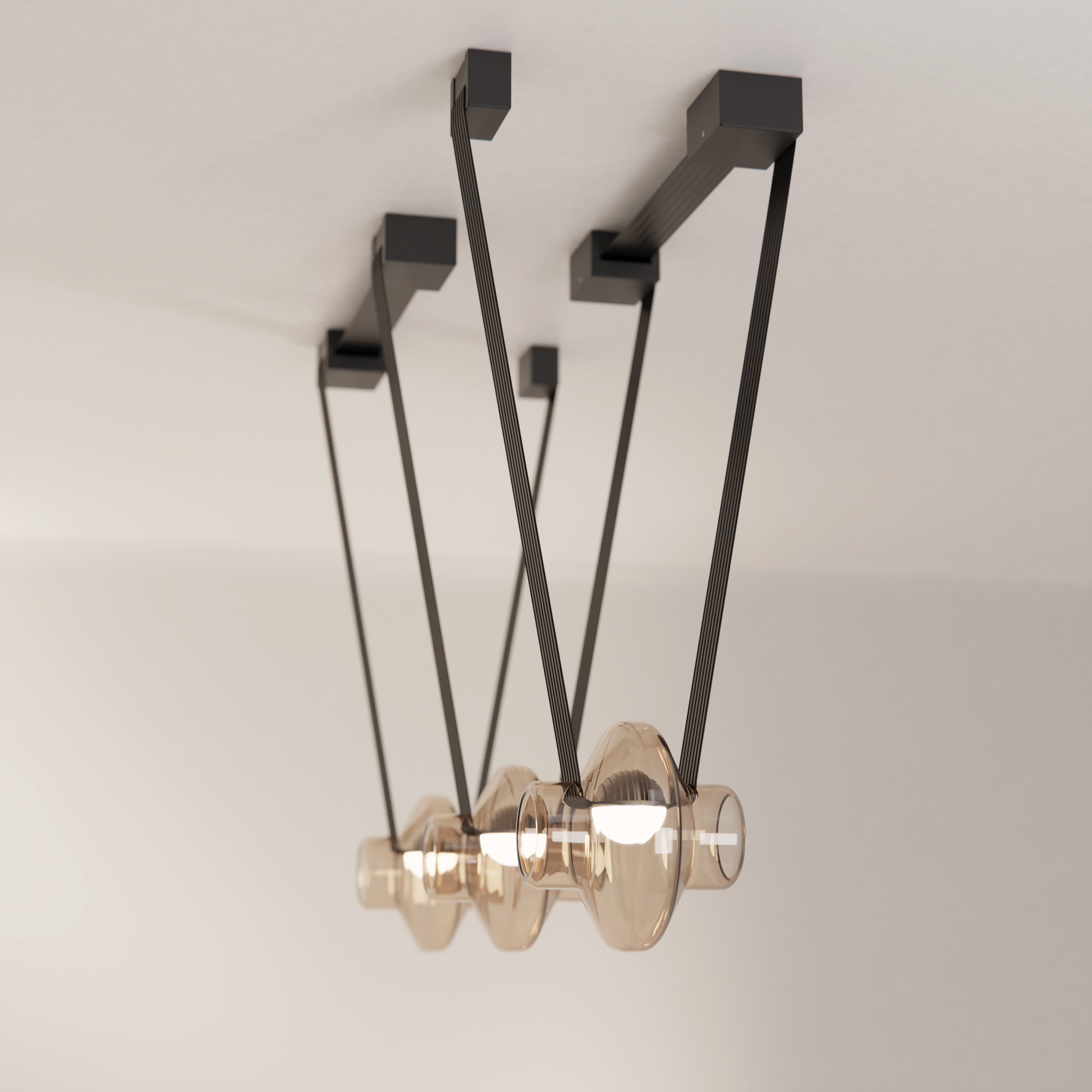 Etat-des-Lieux Pink Glass 3B Pendant, Contemporary Adaptive Lighting System In New Condition For Sale In Morin-Heights, CA