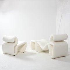 Etcetera Lounge and Easy Chairs with Stool by Jan Ekselius for JOC Sweden 70s