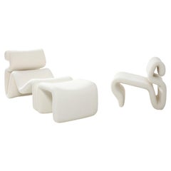 Etcetera Lounge and Easy Chairs with Stool by Jan Ekselius for JOC Sweden 70s