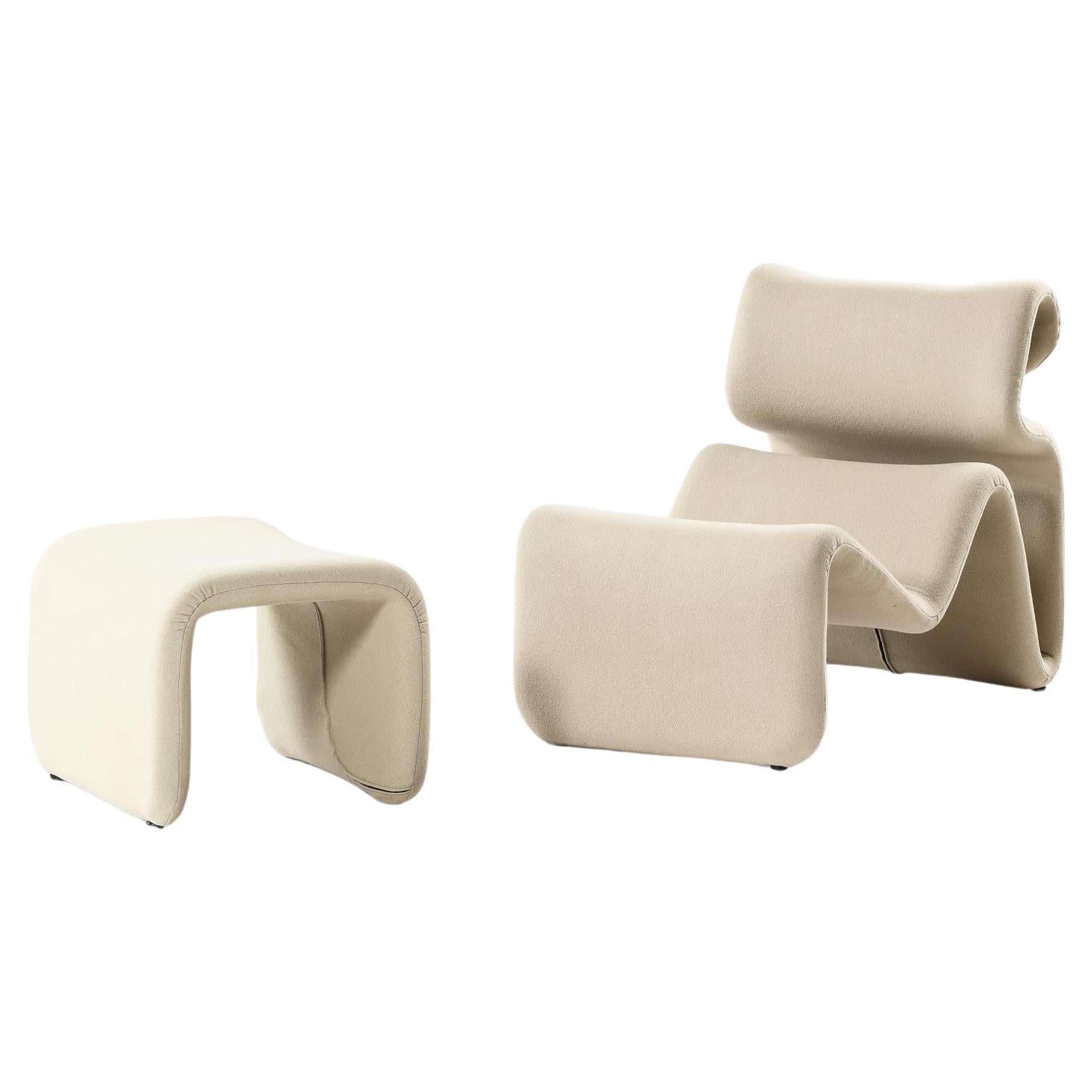 Etcetera Lounge Chair in acciaio e lana di Jan Ekselius, anni '60