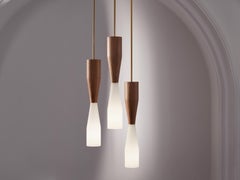 Etcetera Pendant Grouping, Natural Wood and Glass by Lightmaker Studio