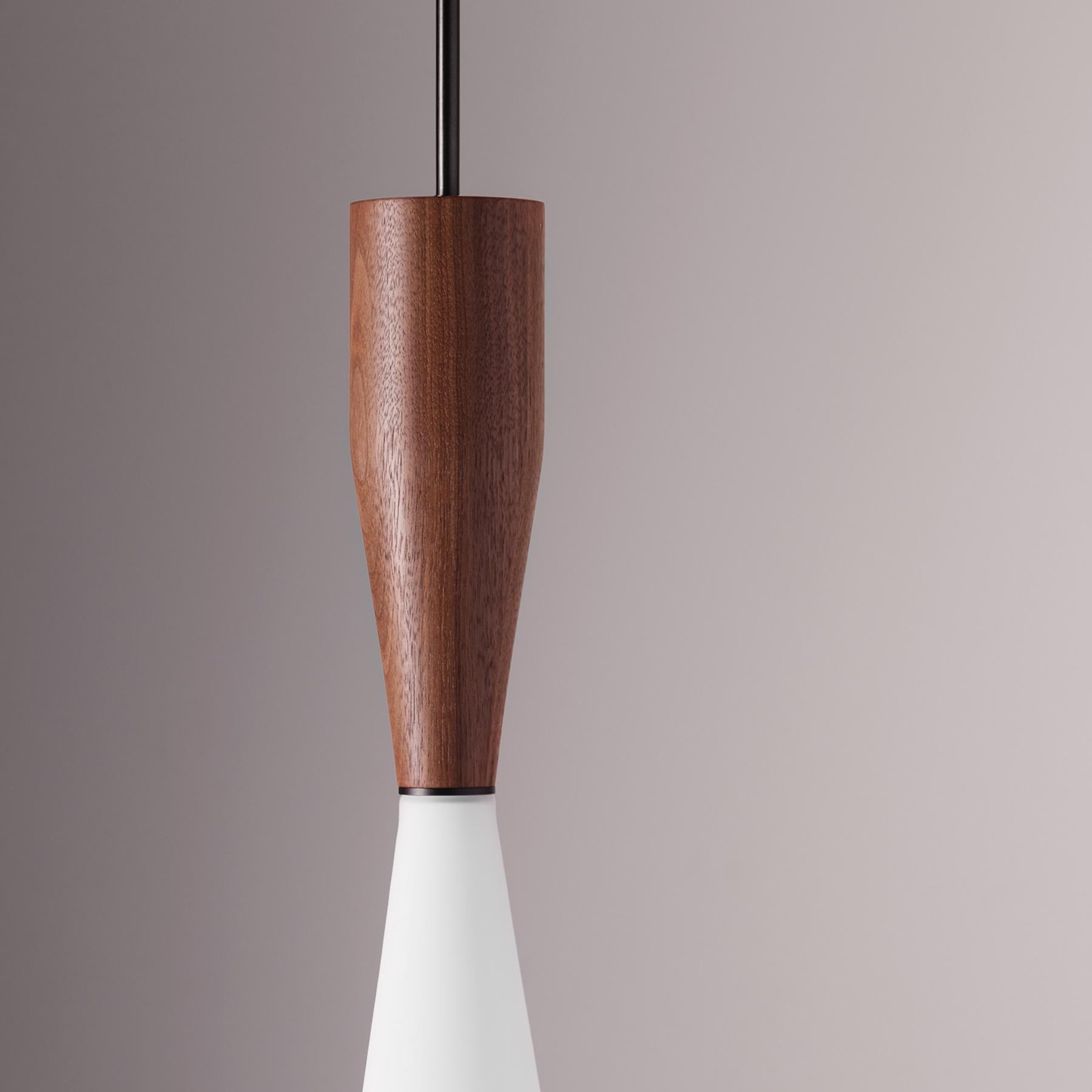 Canadian Etcetera Pendant Grouping, Natural Wood and Glass by Lightmaker Studio For Sale