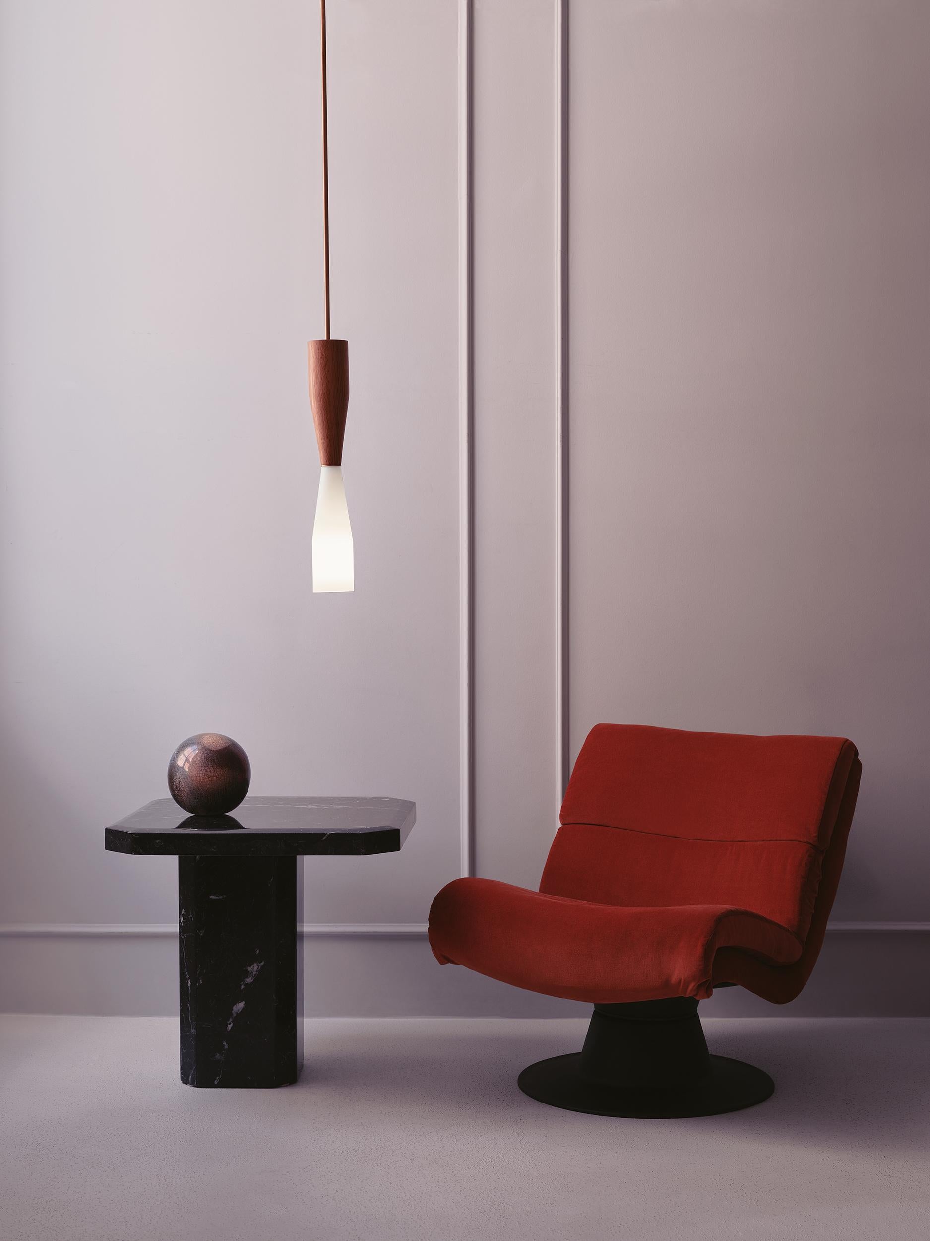 Laiton Groupe de suspensions Etcetera, bois naturel et verre par Lightmaker Studio en vente