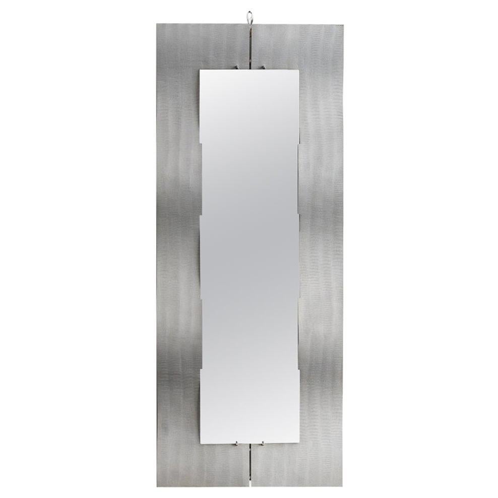 Etched Aluminum "Wave" Full Length Mirror by Lorenzo Burchiellaro, 1970 For Sale