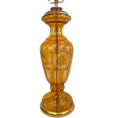 Etched Amber Glass lamp