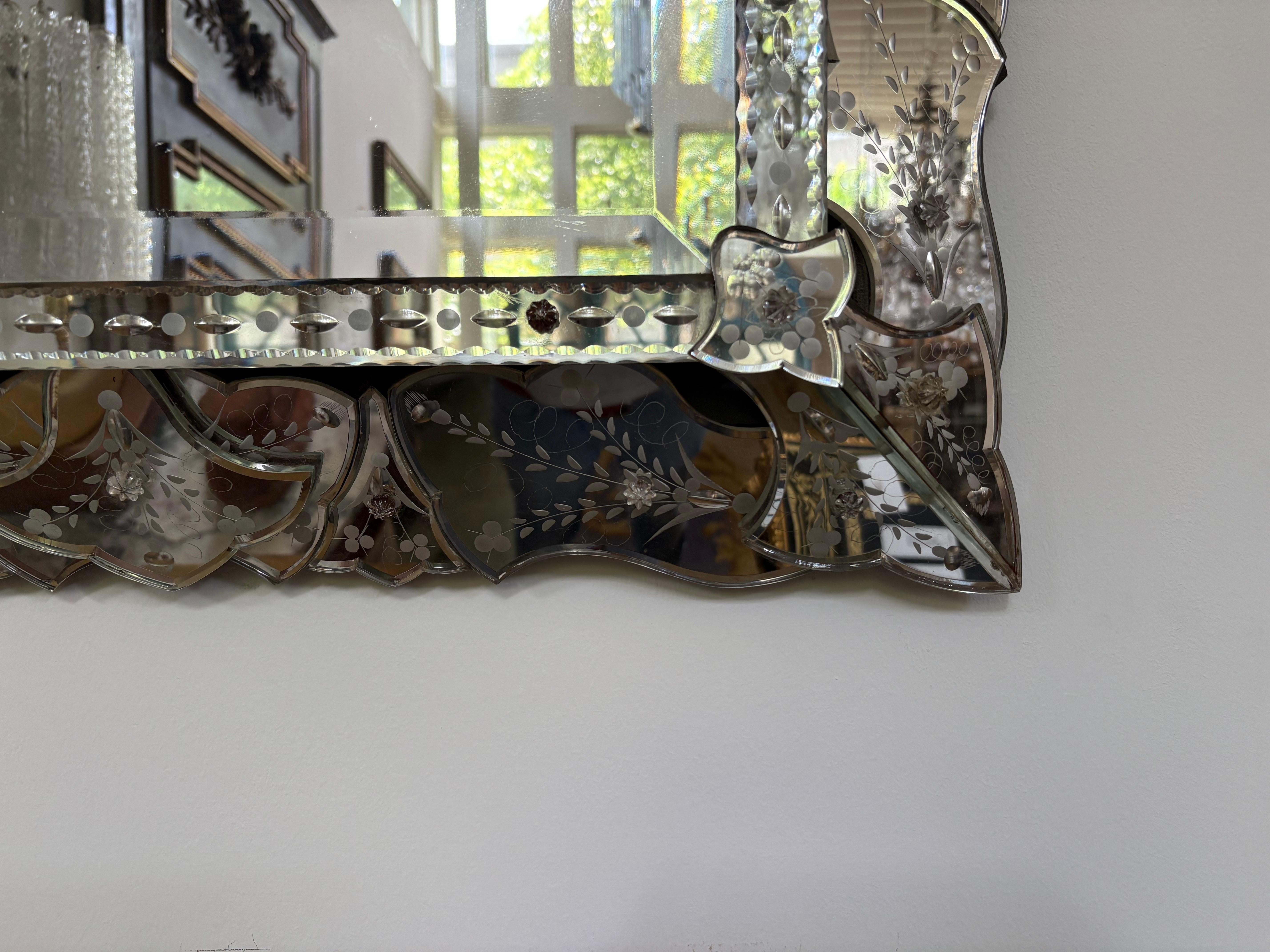 Etched And Beveled Venetian Mirror For Sale 5