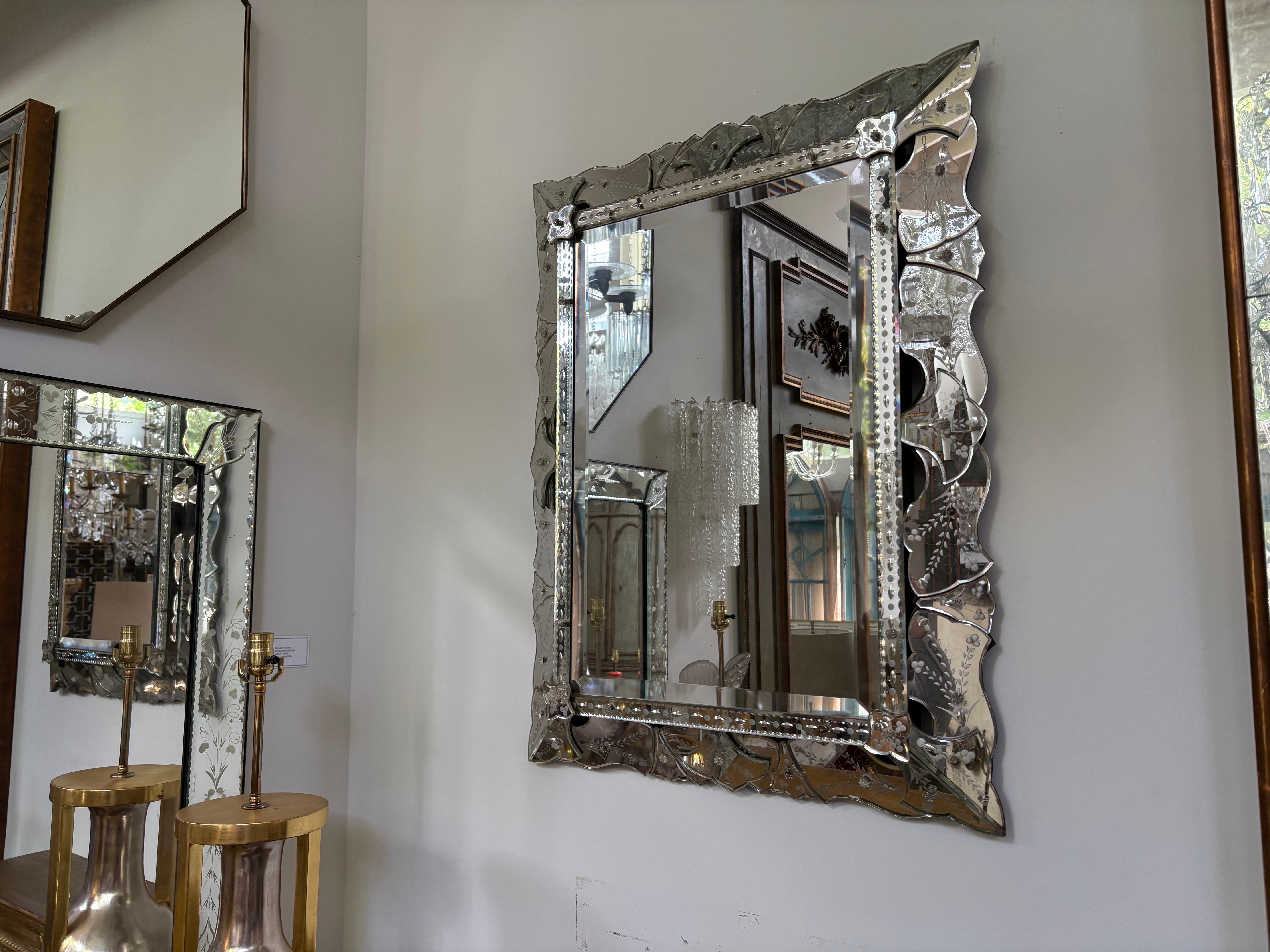Etched And Beveled Venetian Mirror For Sale 8