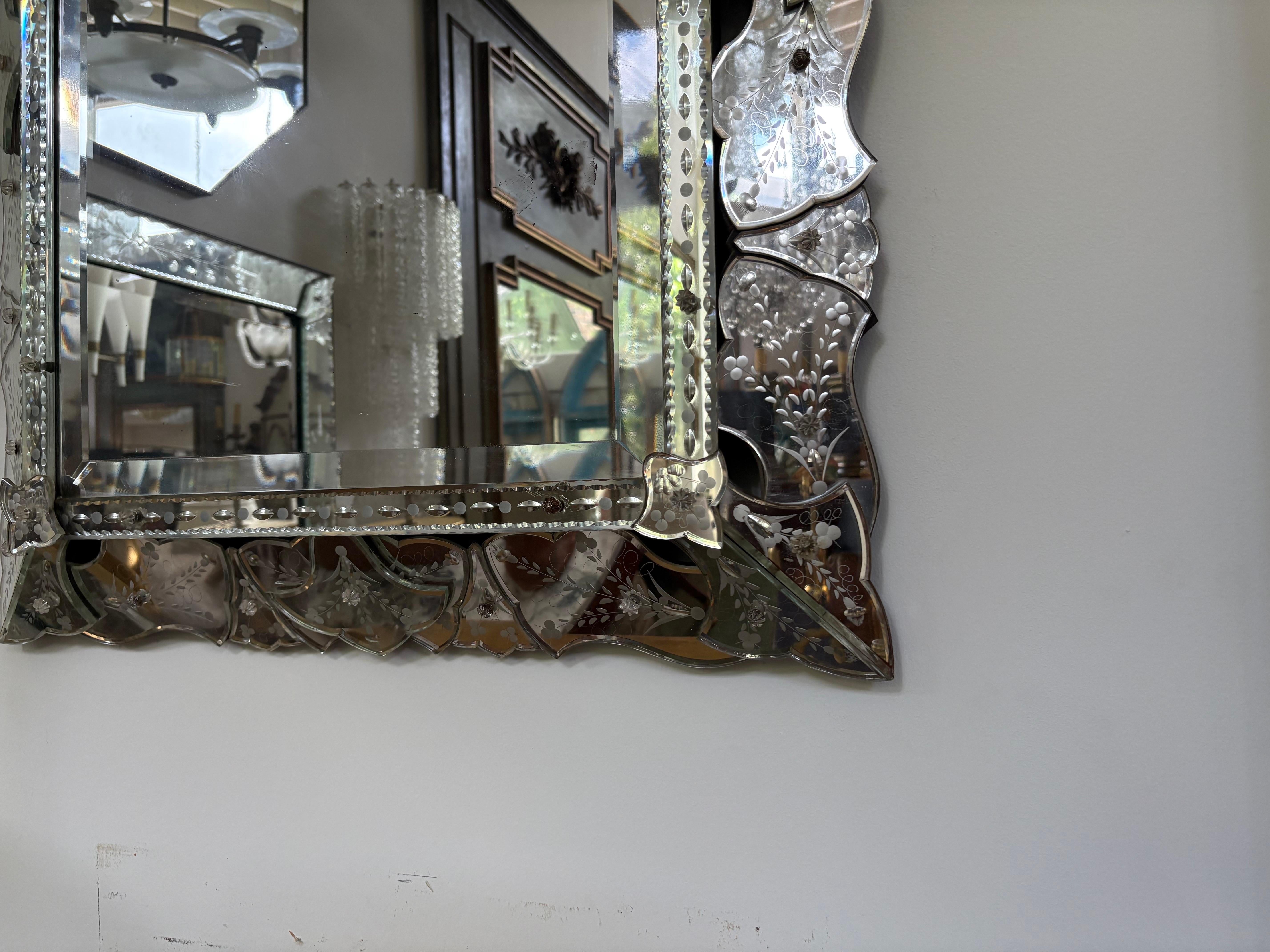 Etched And Beveled Venetian Mirror For Sale 9