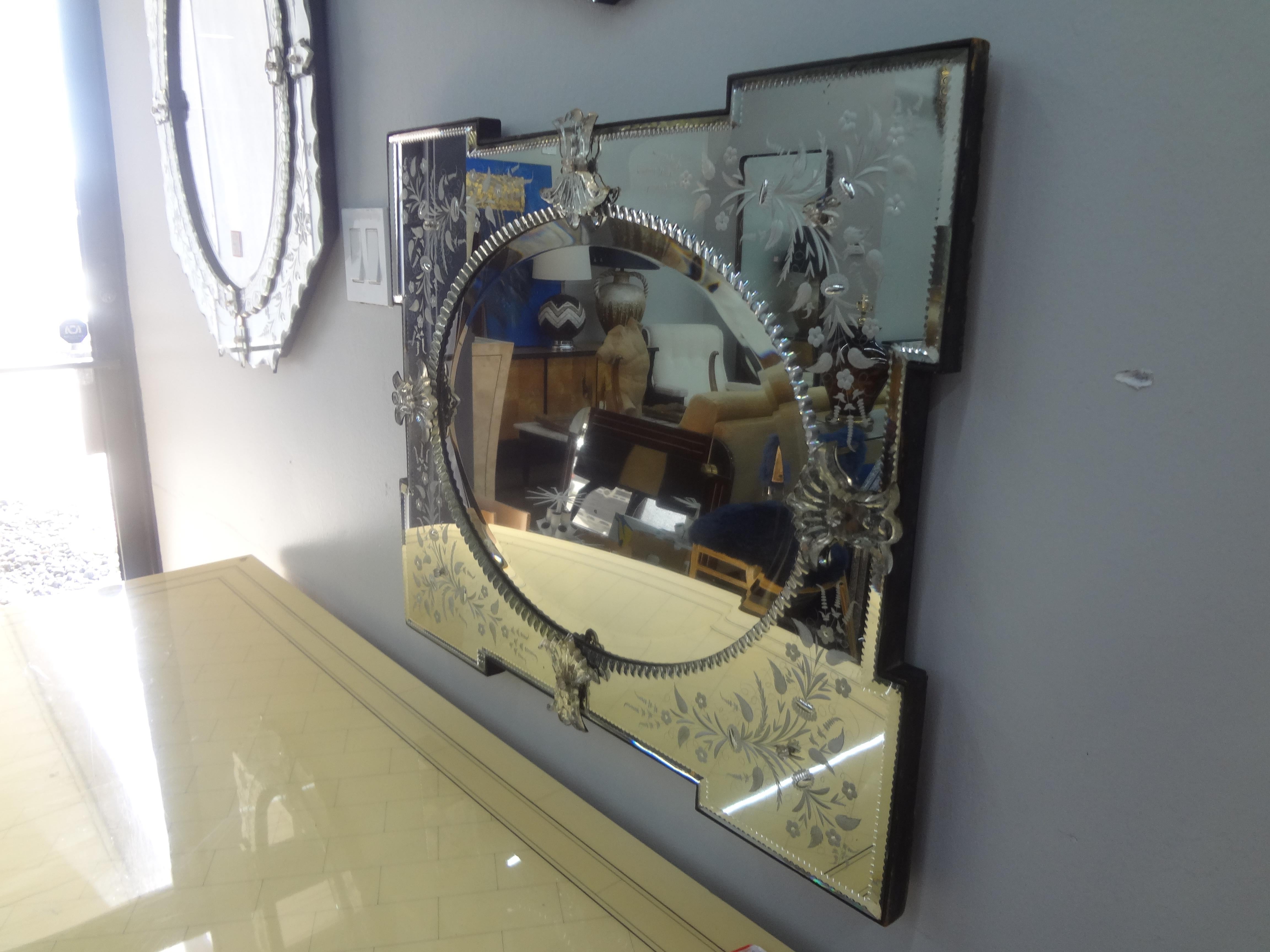 Italian Etched and Beveled Venetian Mirror For Sale