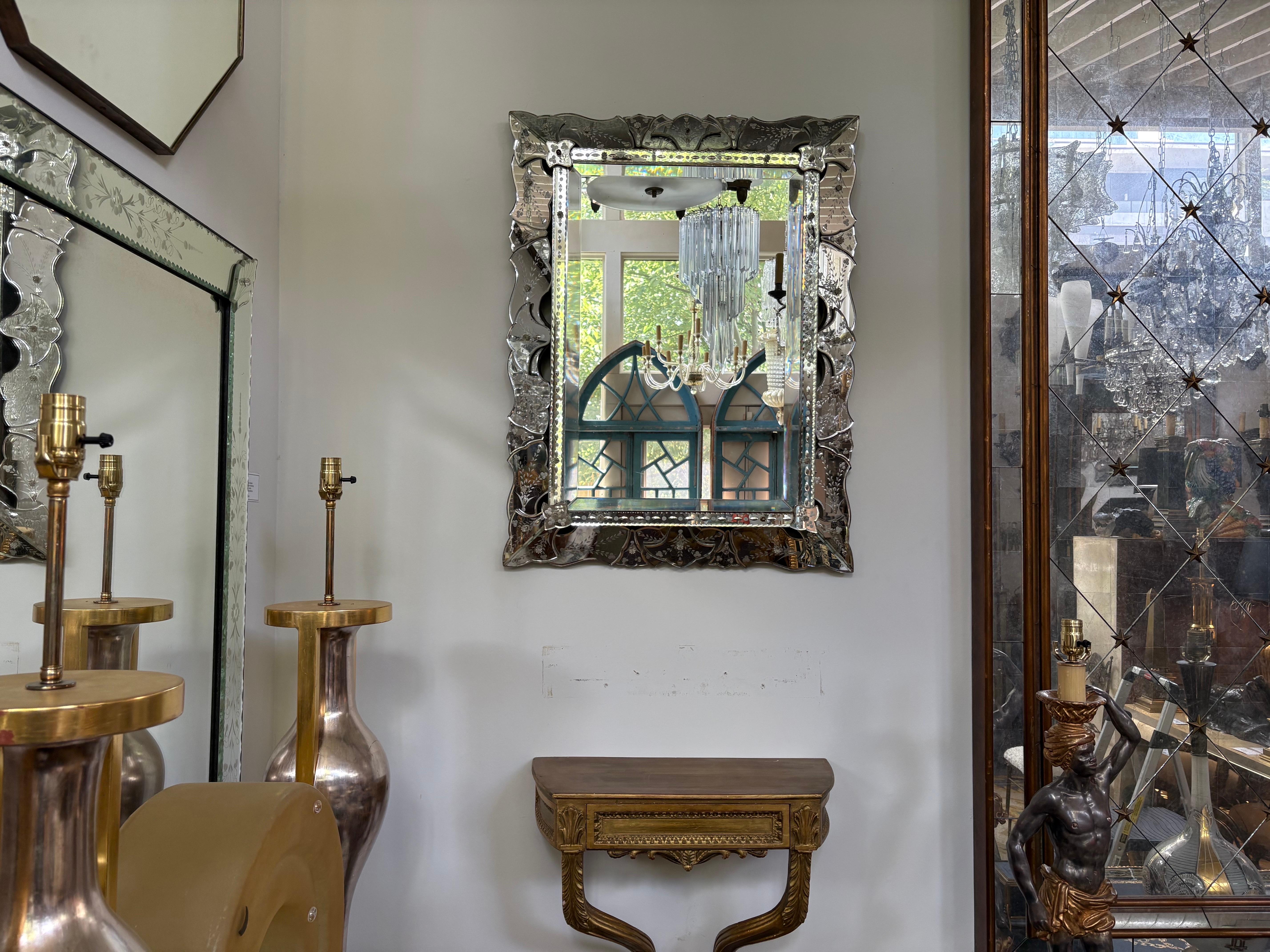 Italian Etched And Beveled Venetian Mirror For Sale