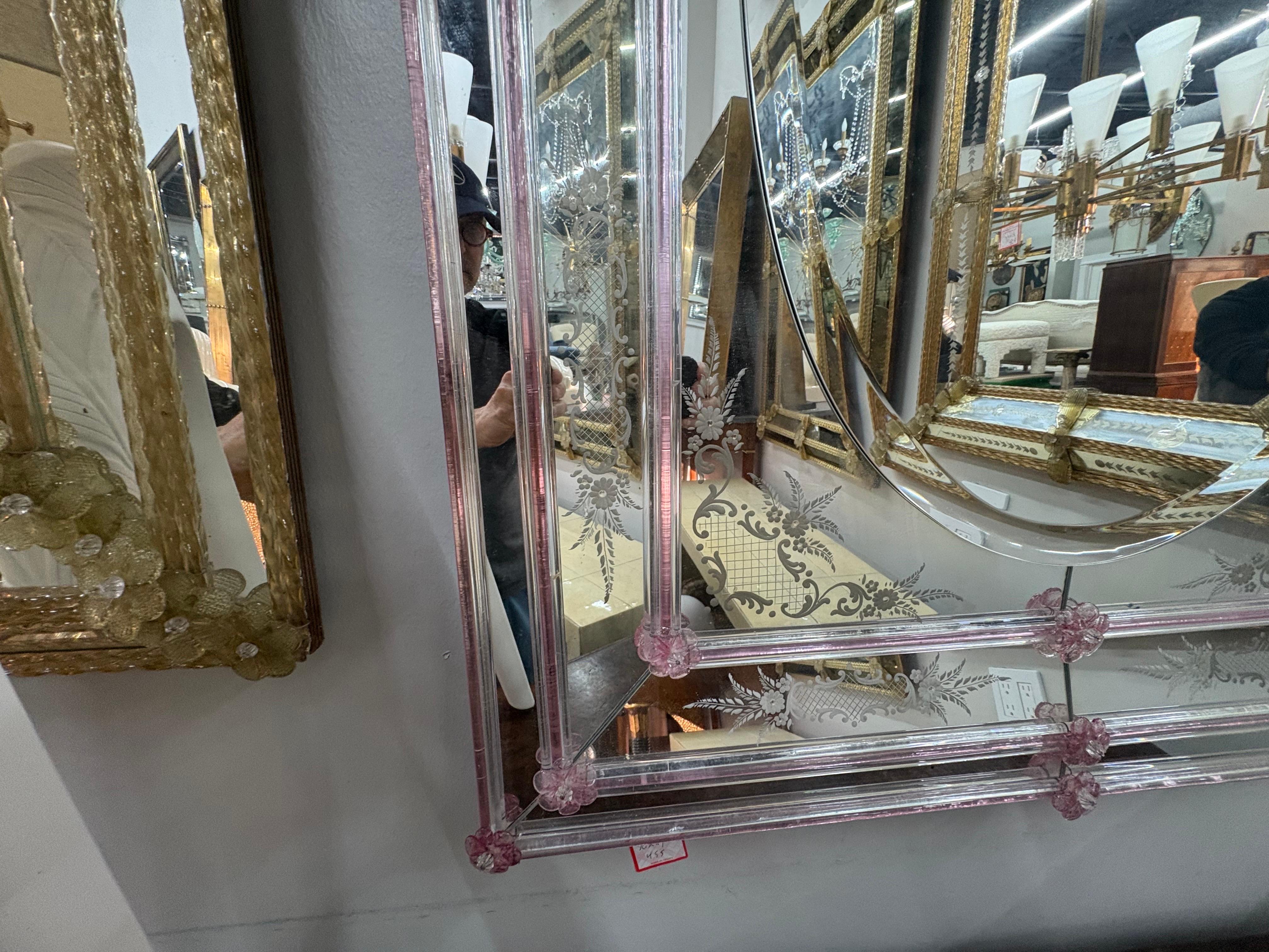 Etched And Beveled Venetian Mirror For Sale at 1stDibs