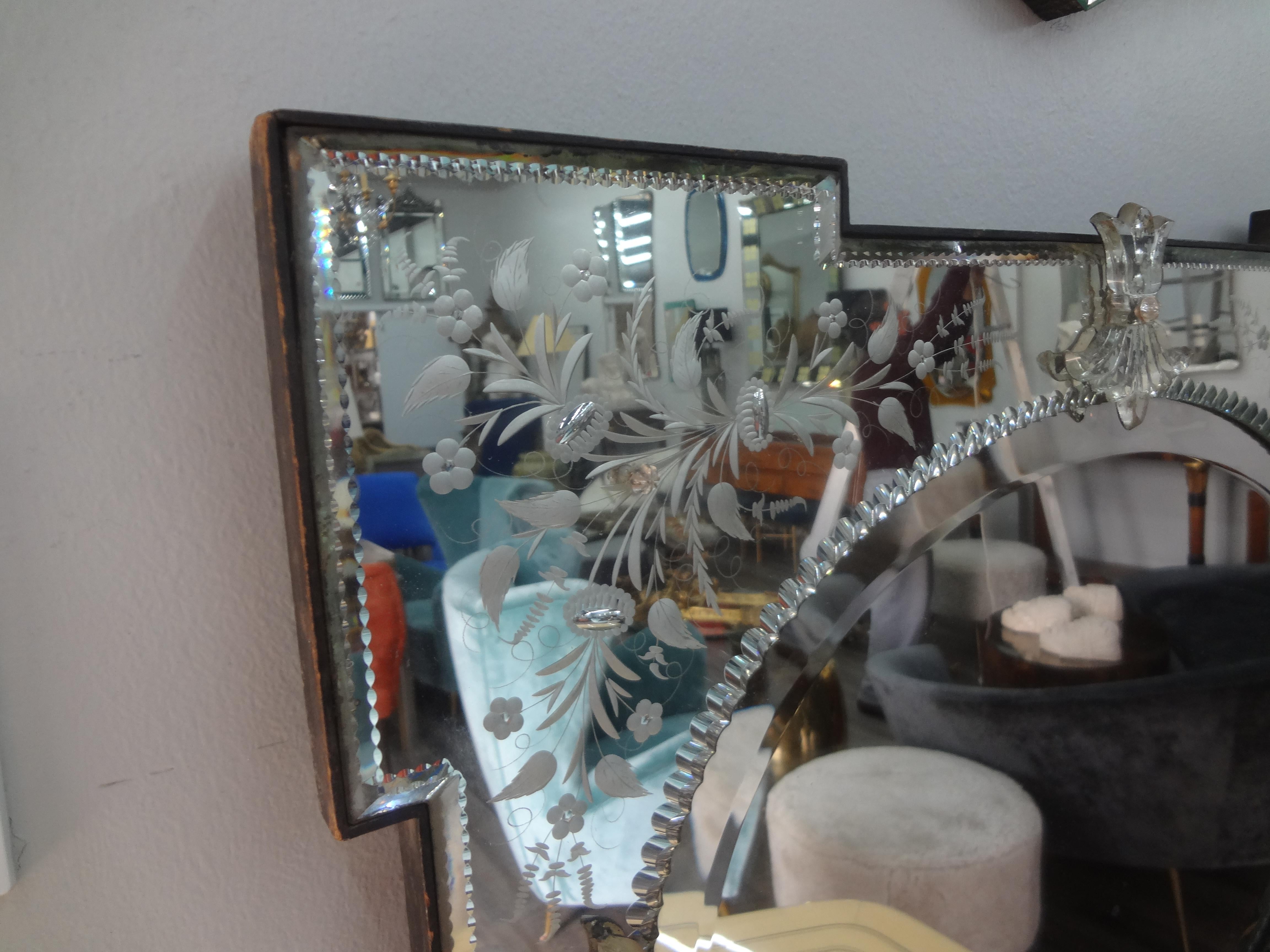 Geätzter und abgeschrägter venezianischer Spiegel im Zustand „Gut“ im Angebot in Houston, TX