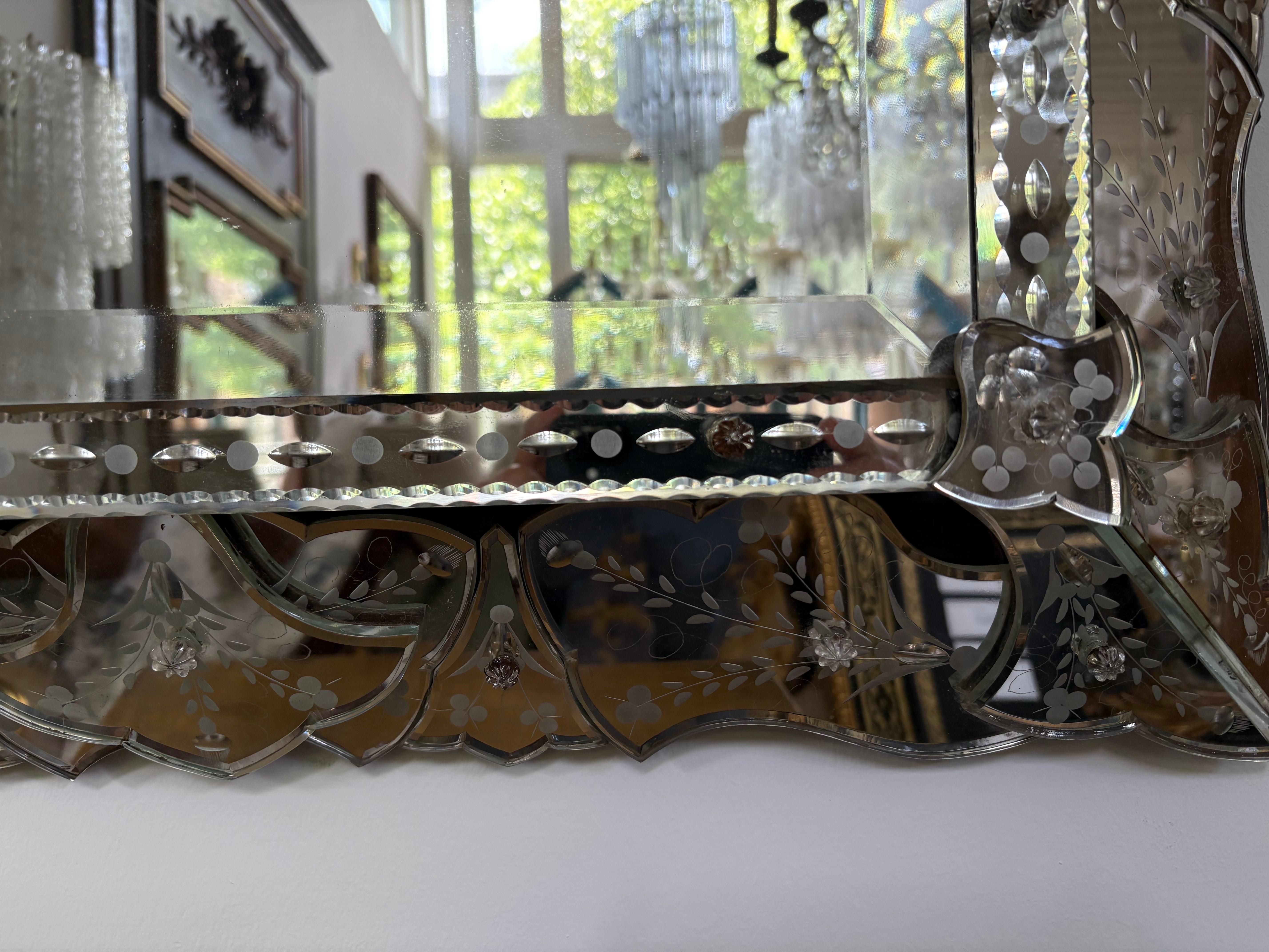Etched And Beveled Venetian Mirror For Sale 1