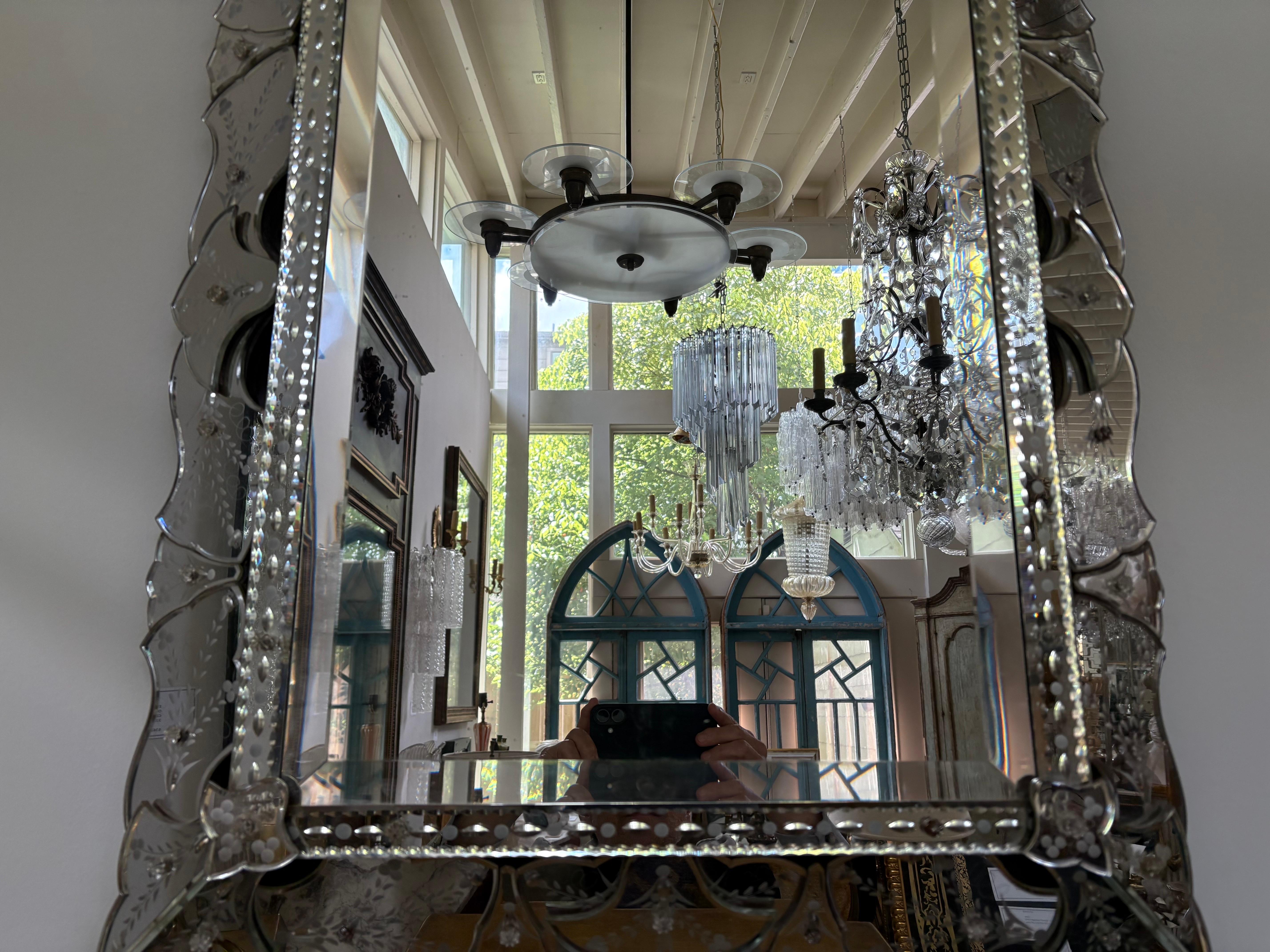 Etched And Beveled Venetian Mirror For Sale 2