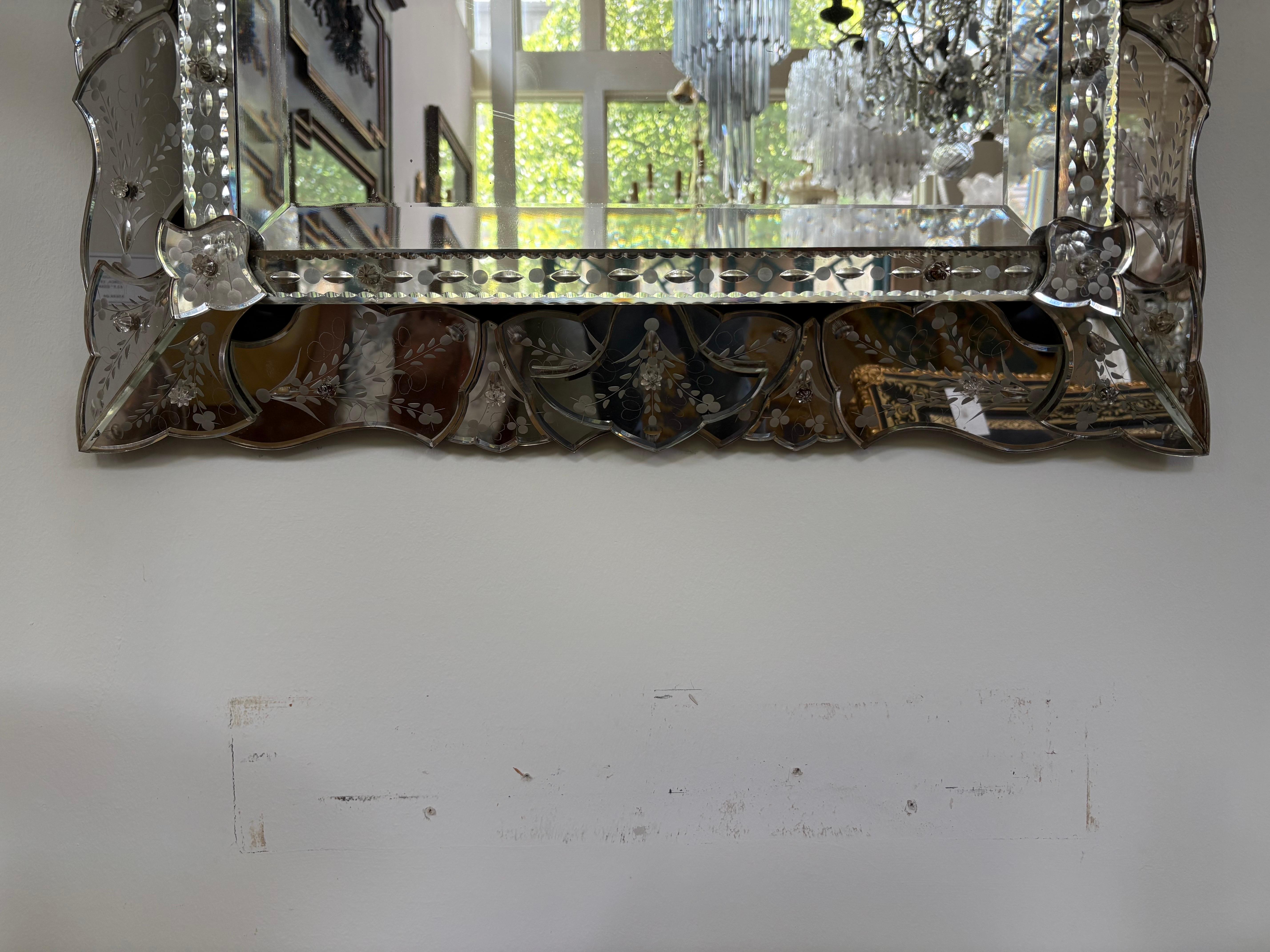 Etched And Beveled Venetian Mirror For Sale 3