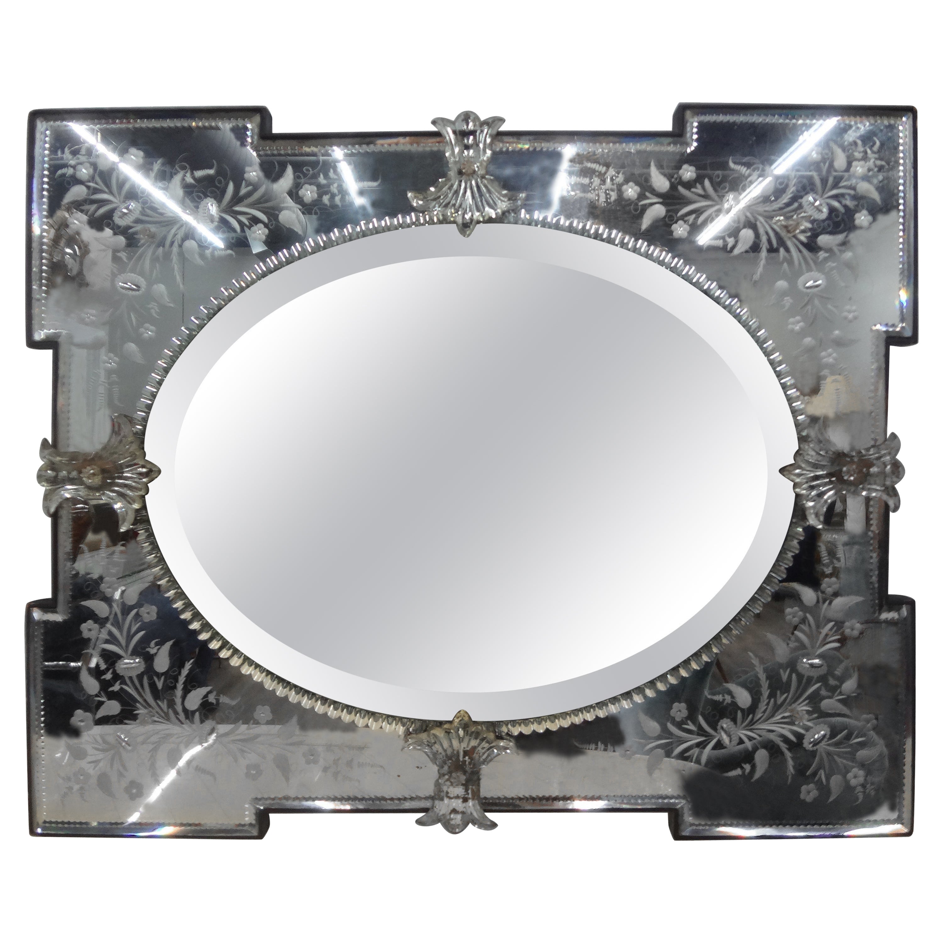 Etched and Beveled Venetian Mirror