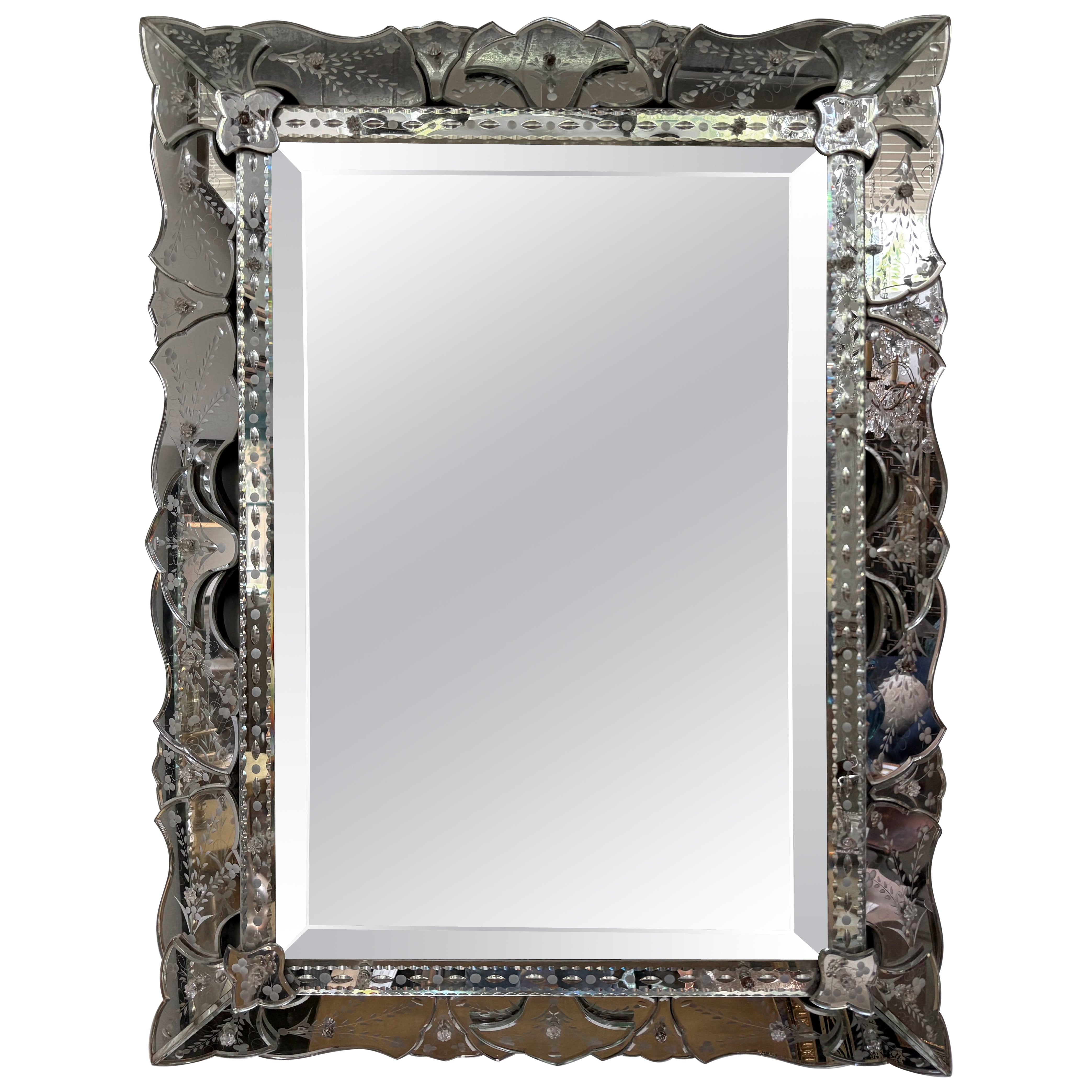 Etched And Beveled Venetian Mirror