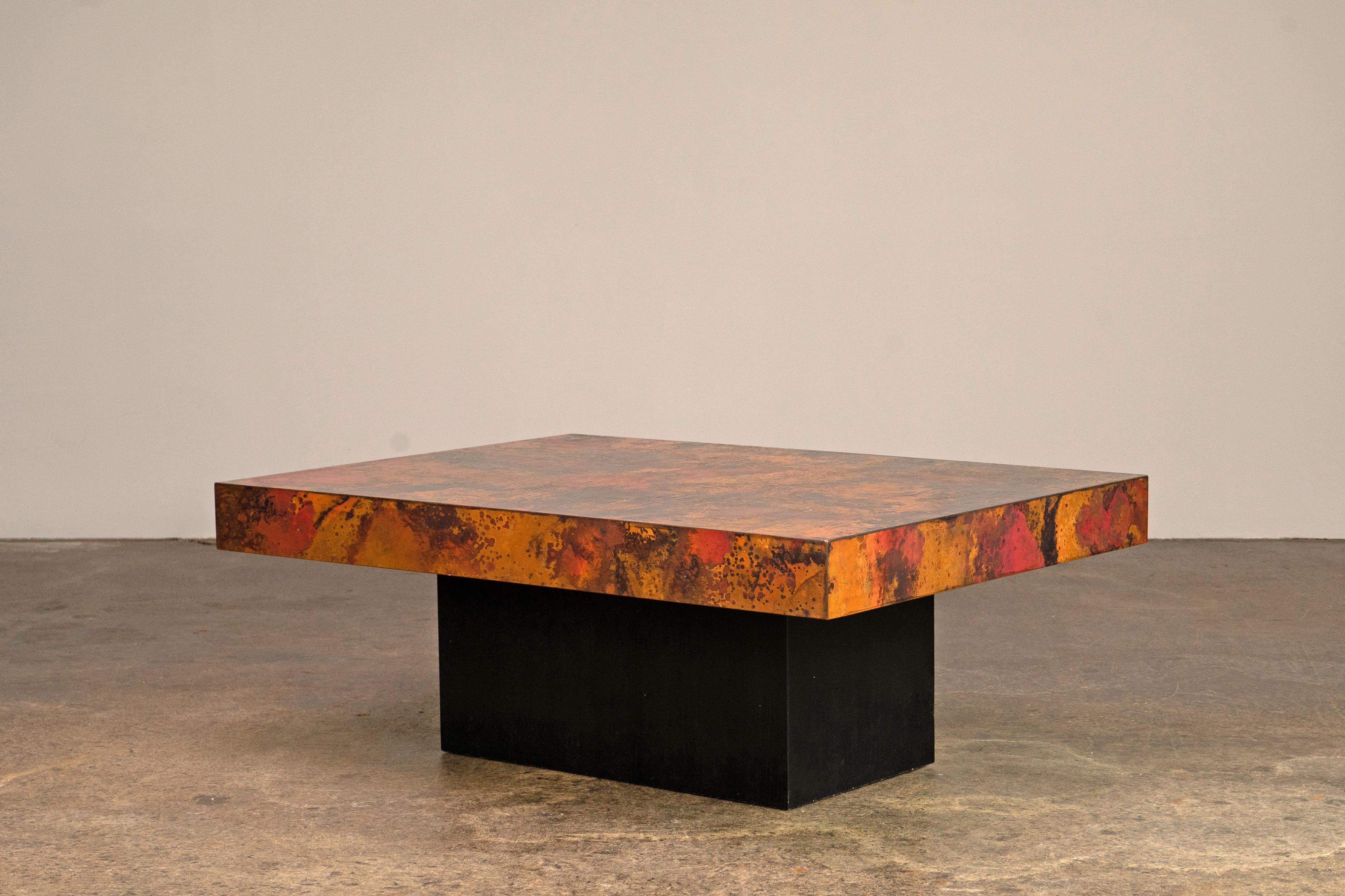 Mid-Century Modern Etched and Fire Oxidized Copper Coffee Table by Bernhard Rohne, 1960s