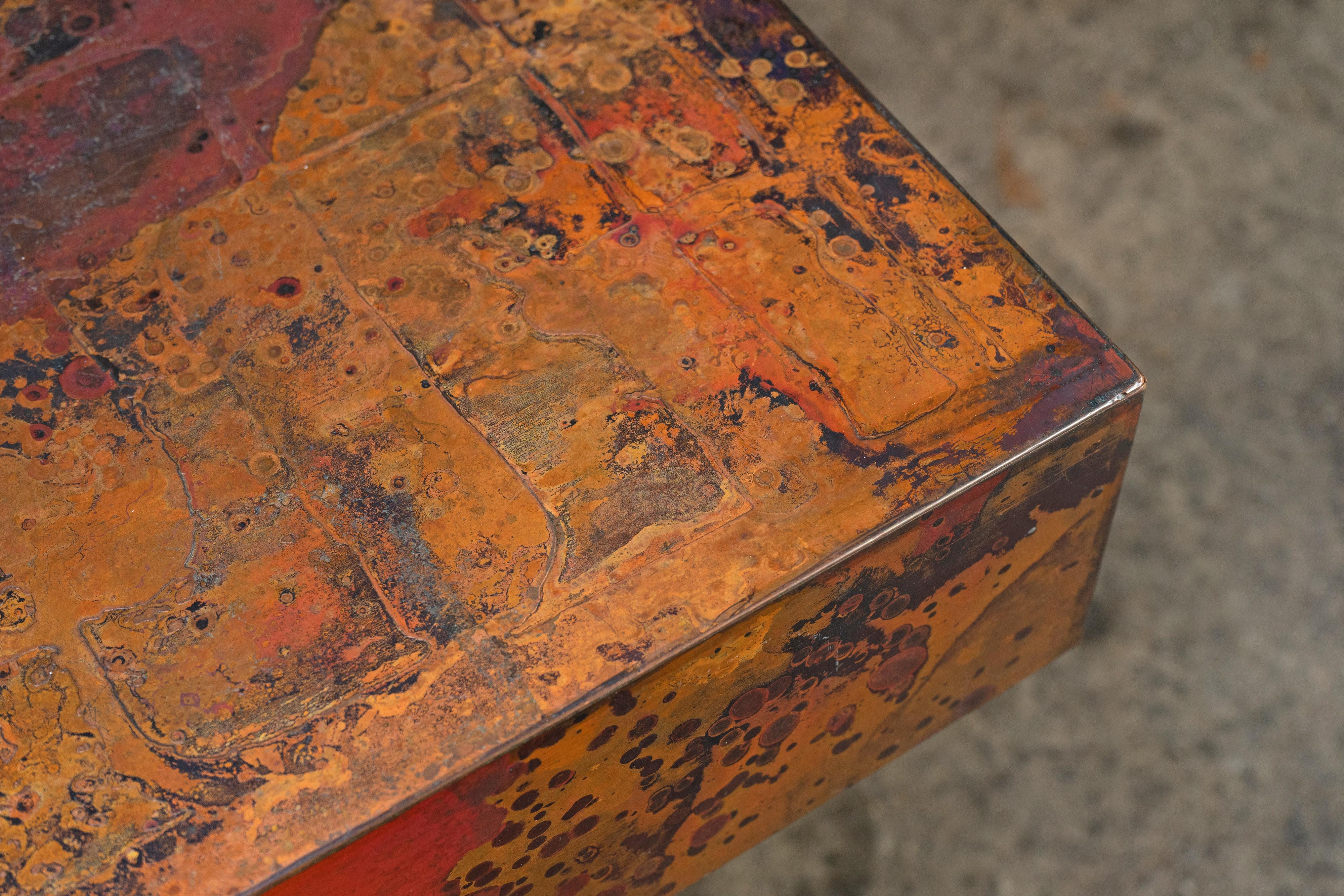 Etched and Fire Oxidized Copper Coffee Table by Bernhard Rohne, 1960s 2