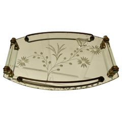 Etched Art Deco Mirror Tray a Lovely Stylish Piece
