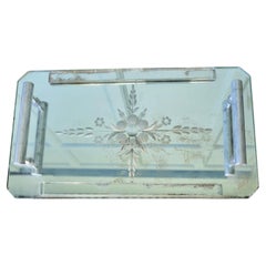 Etched Art Deco Venetian Mirror Tray  A lovely stylish piece