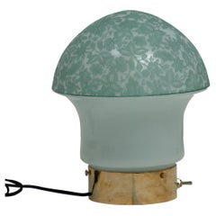 Etched Art Glass Table Lamp, European 1930's