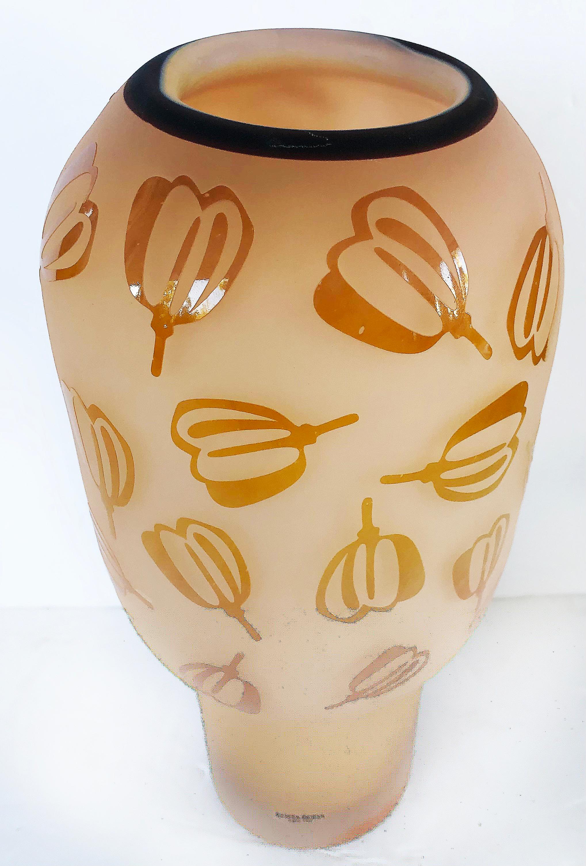 20th Century Etched Art Glass Vase by Olle Brozen for Kosta Boda For Sale